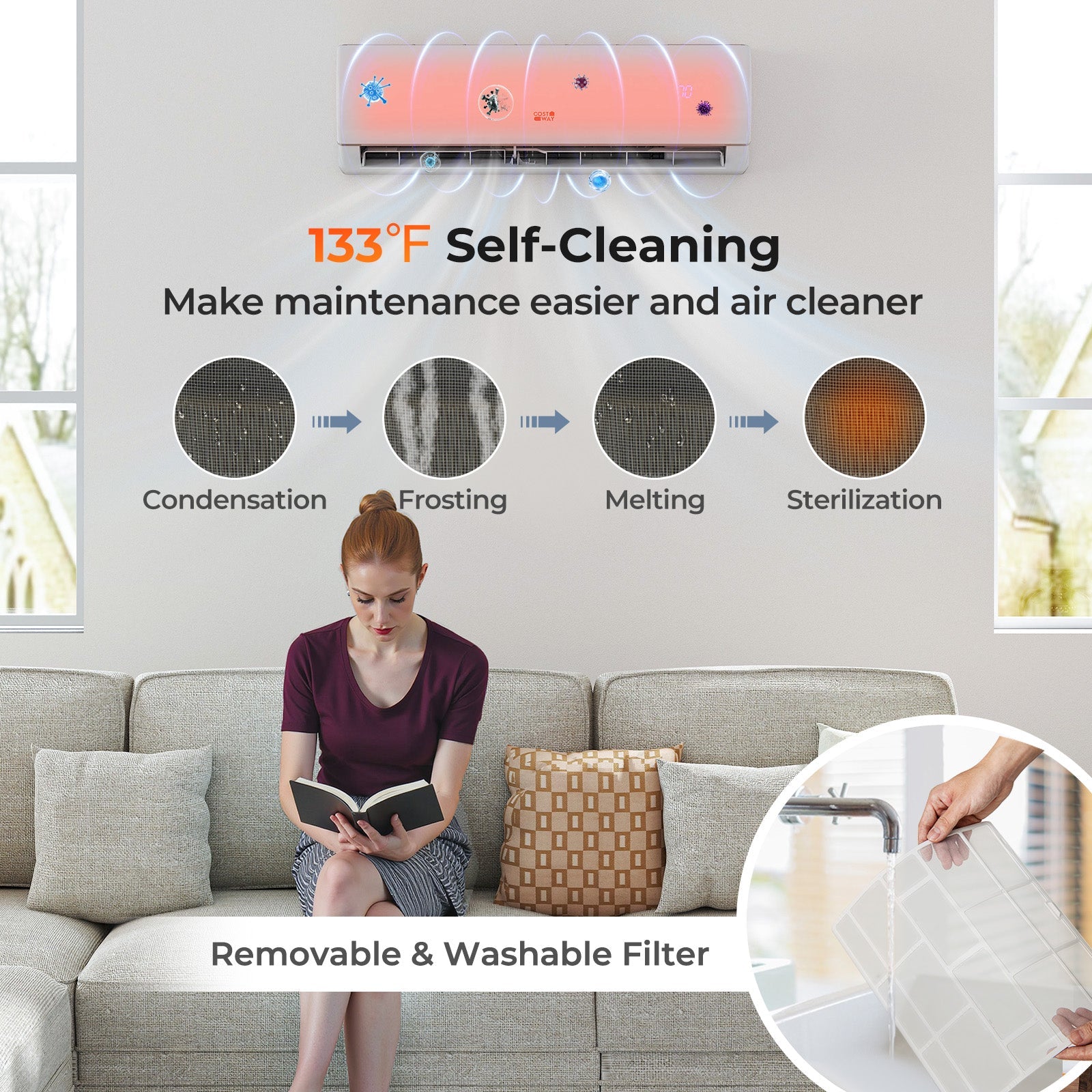 11500 BTU 115V Mini Split Air Conditioner and Heater Pump System Wifi Enabled