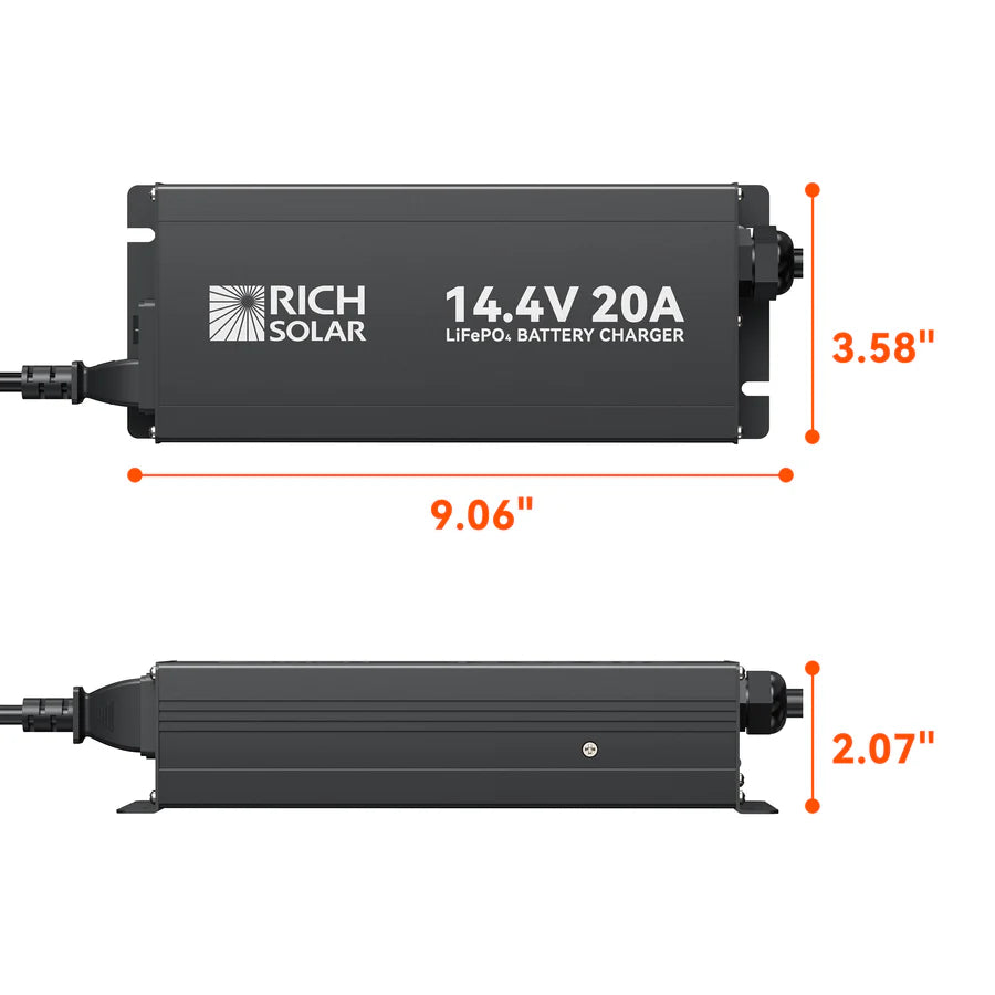 12V(14.6V) 20A | 100-240VAC | 12V LiFePO4 Battery Charger