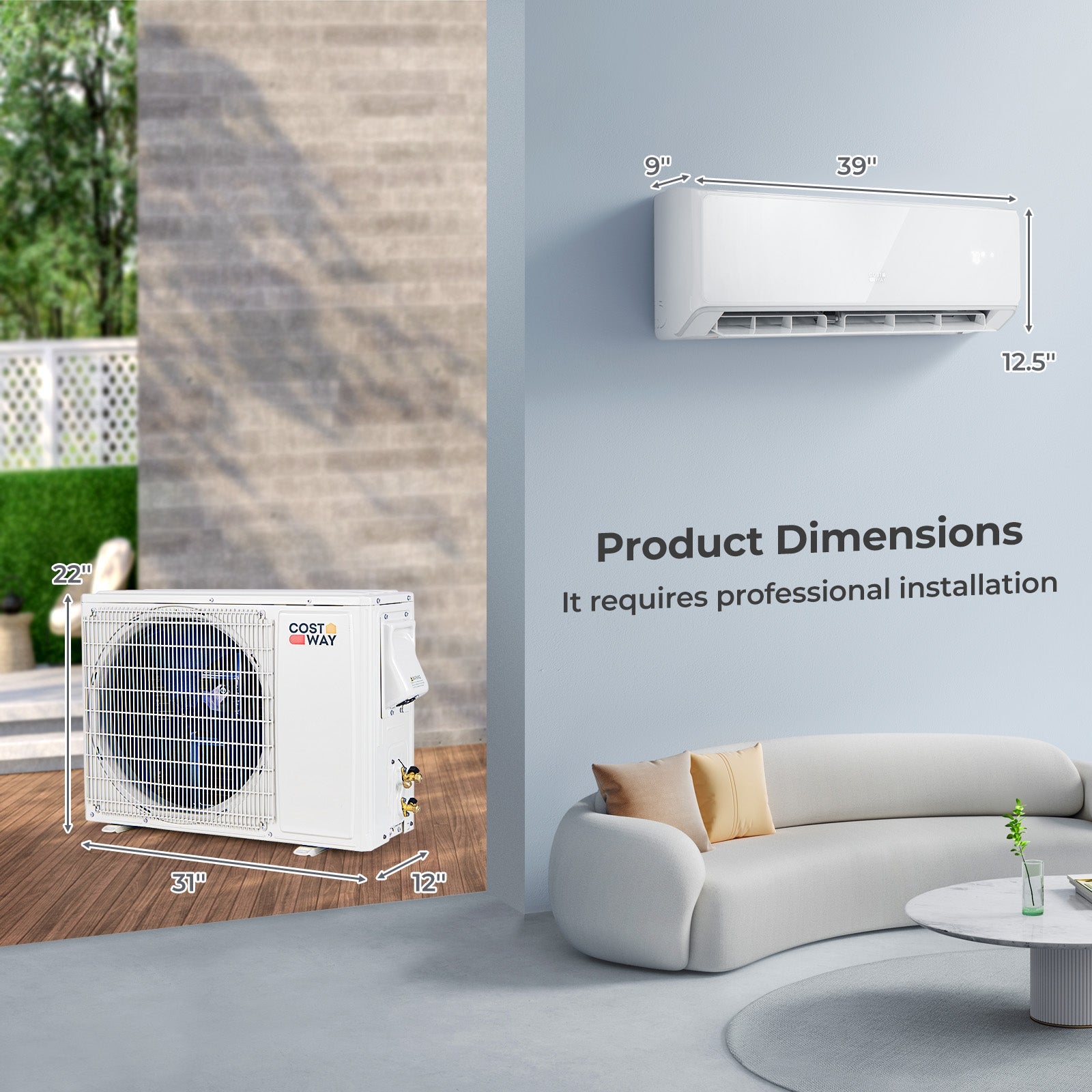 Energy Star Certified 18000 BTU 21 SEER2 208-230V Mini Split Air Conditioner and Heater Wifi Enabled White