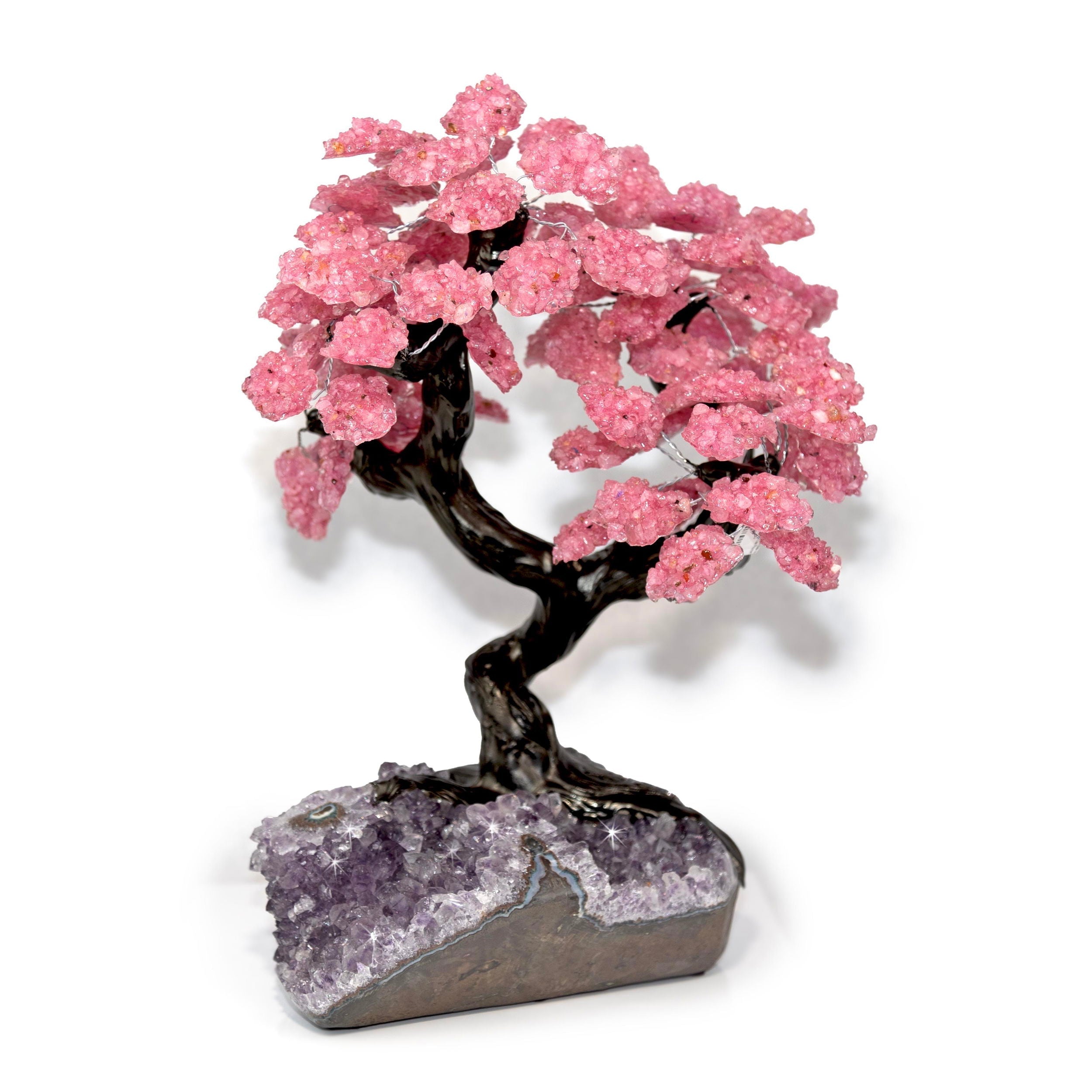 Rose Quartz Tree on Amethyst Base with Polished Stalactite Eye & Clay Polymer Trunk