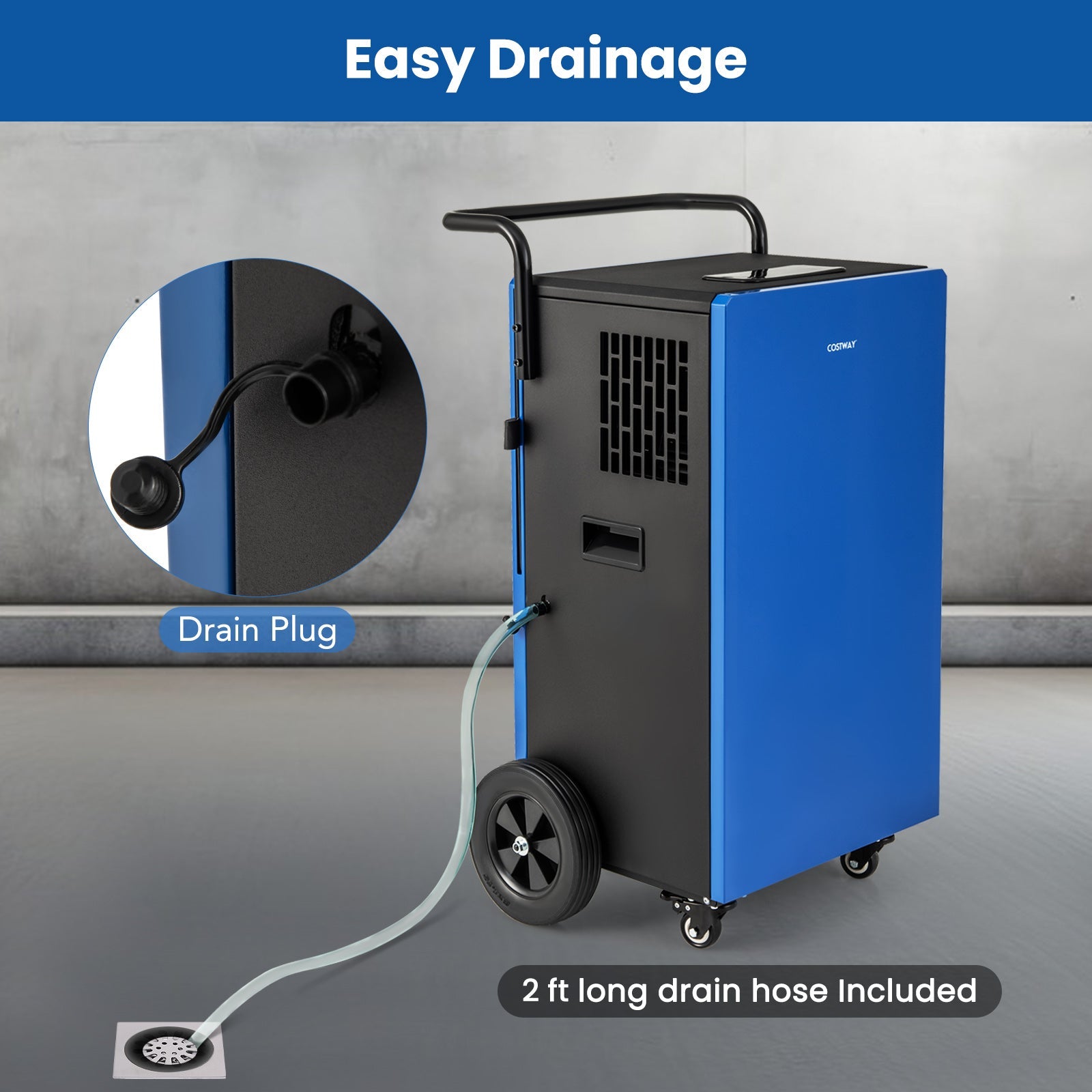215 Pints 8000 Sq.Ft Commercial Dehumidifier For Home and Basement with 24H Timer-Blue