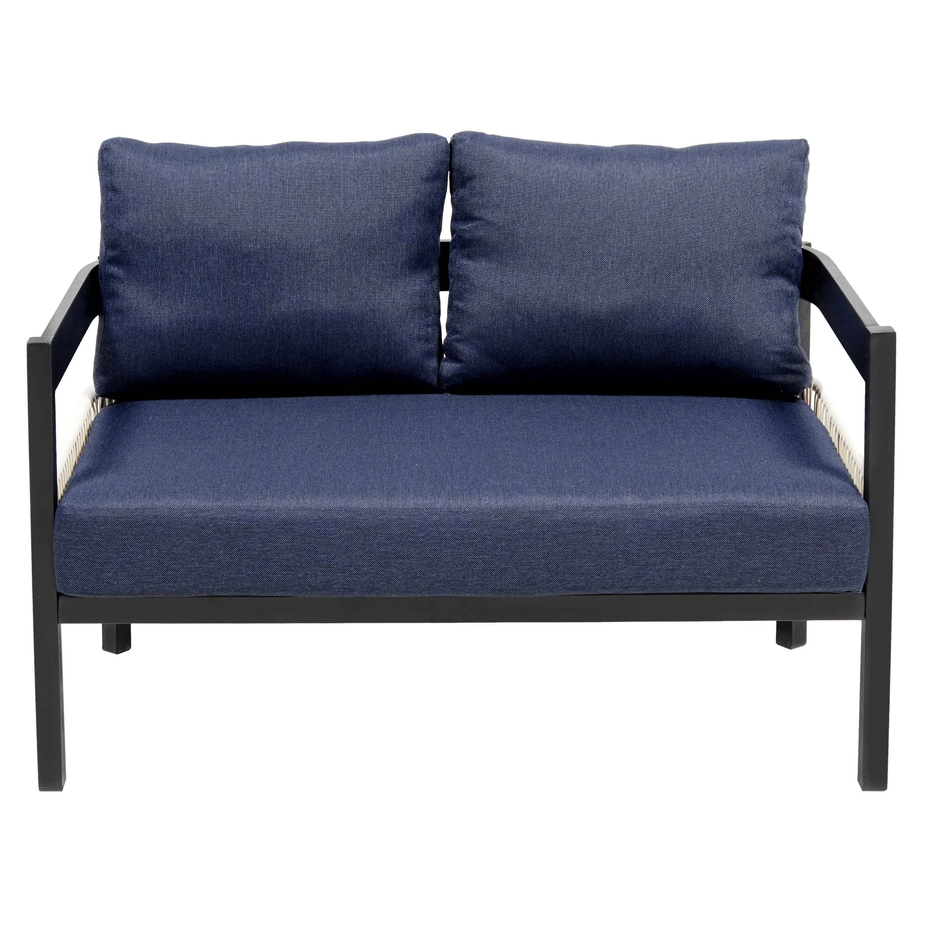 Multi-person Outdoor Iron Sofa Set with A table, Rattan Decoration,