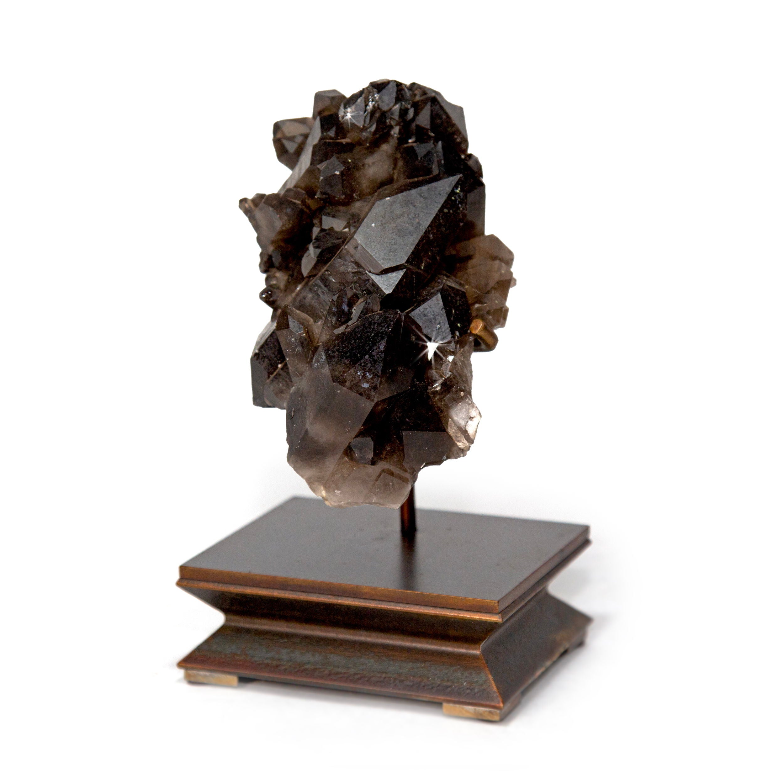 Smoky Quartz Cluster on Custom Metal Stand