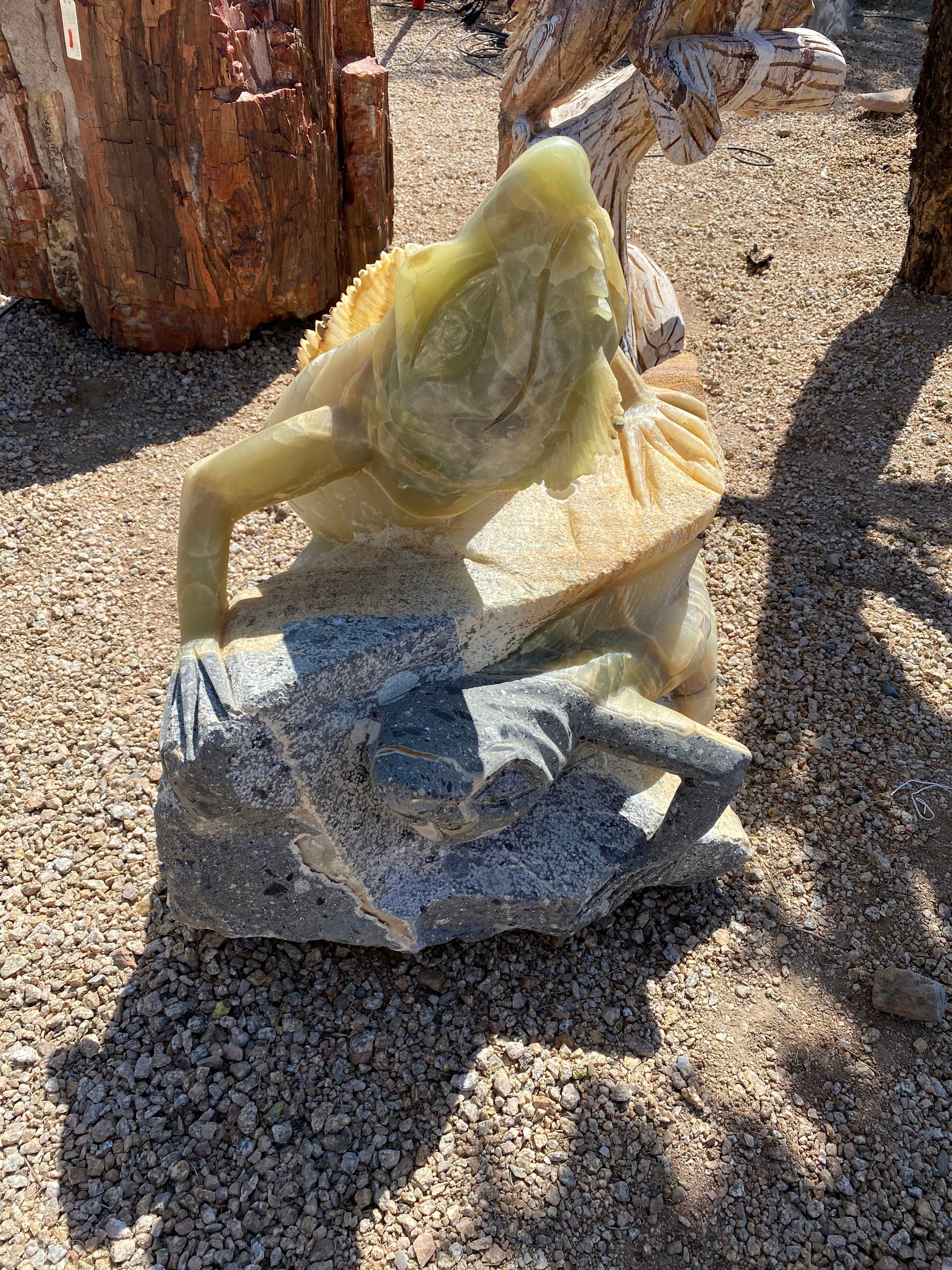 Onyx Fountain - Green Talan Iguana Duo With Gray Head
