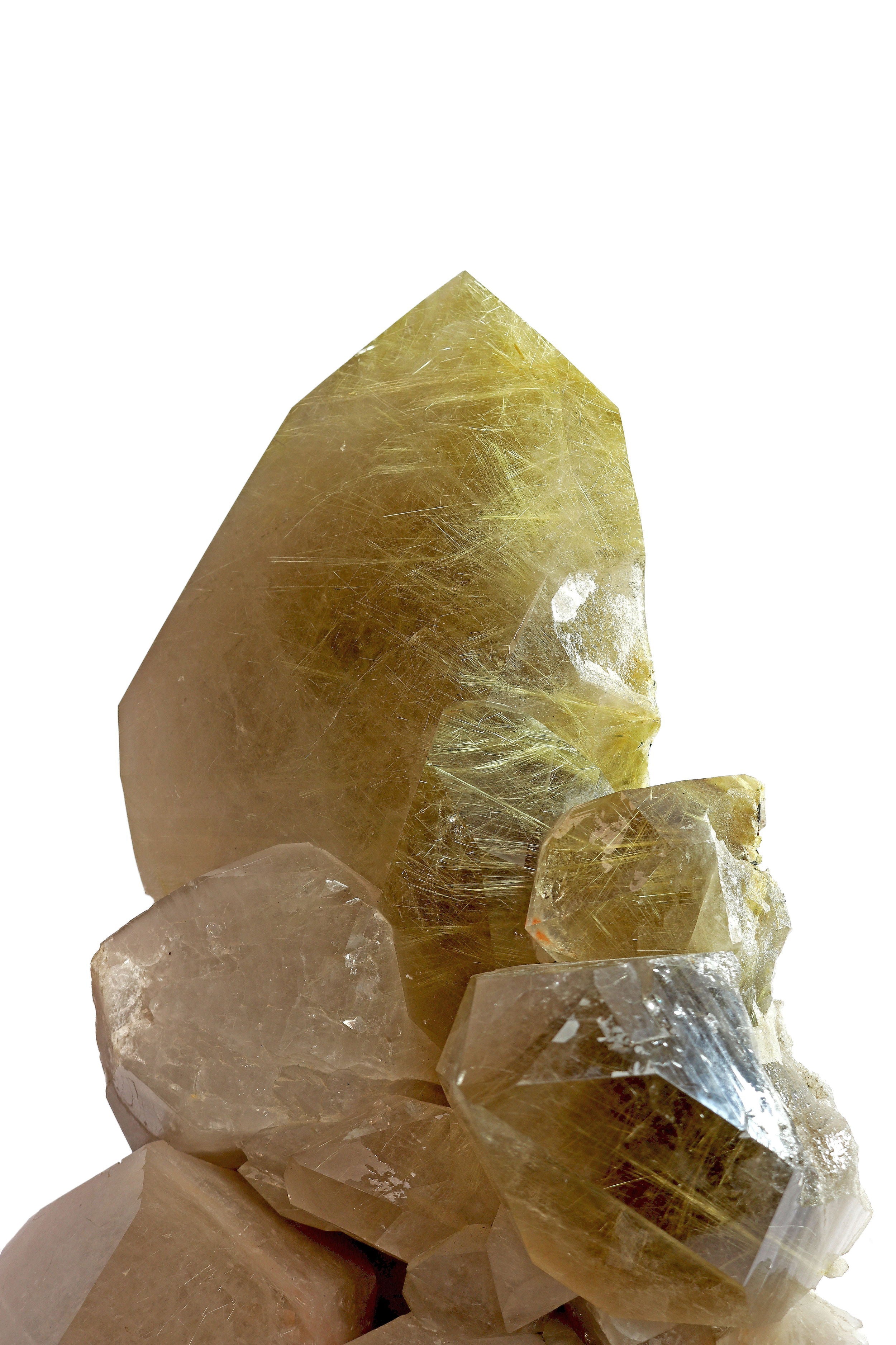 Rutile Quartz Cluster on Custom Rotating Artisan Stand