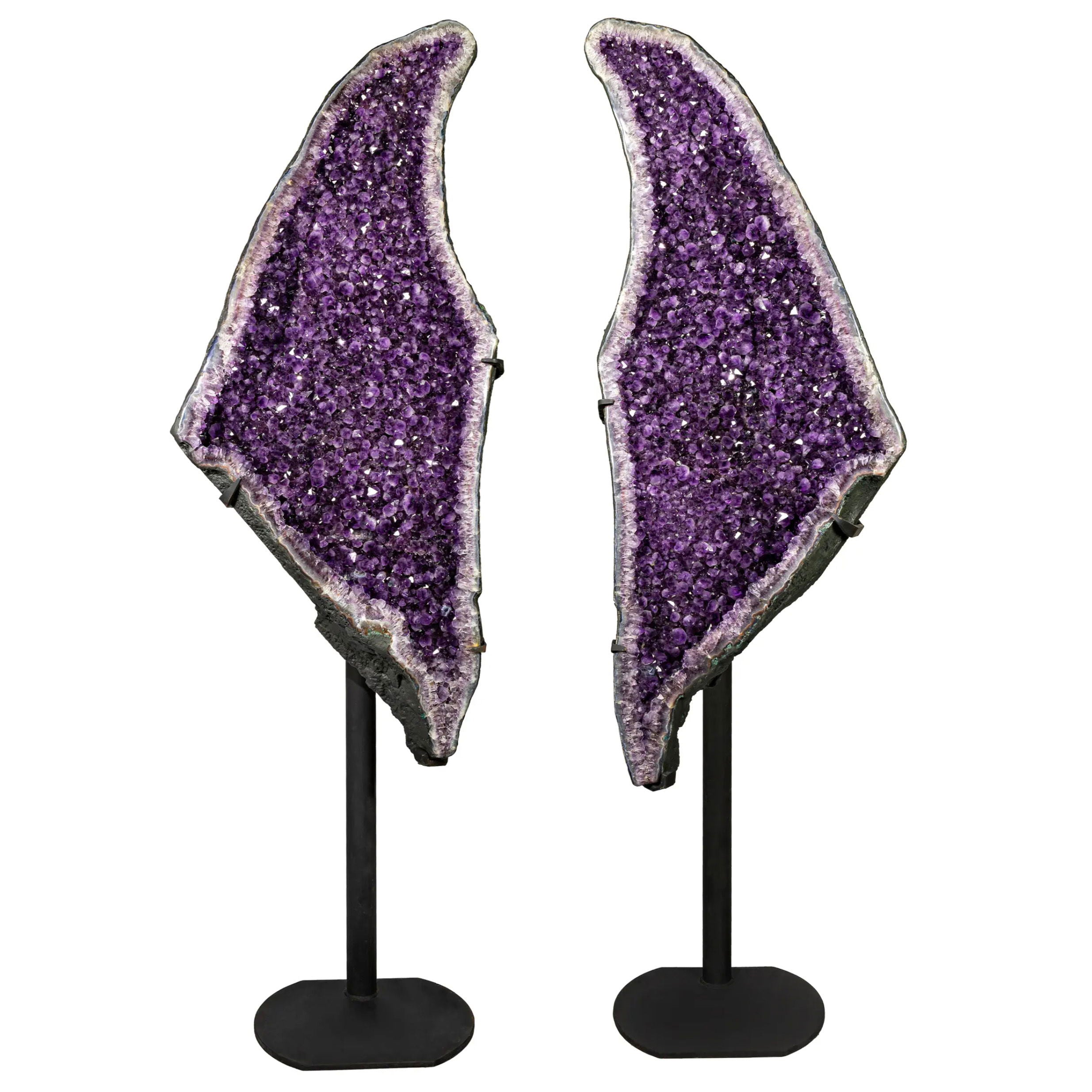 Amethyst Geode Pair on Fitted Separate Stands