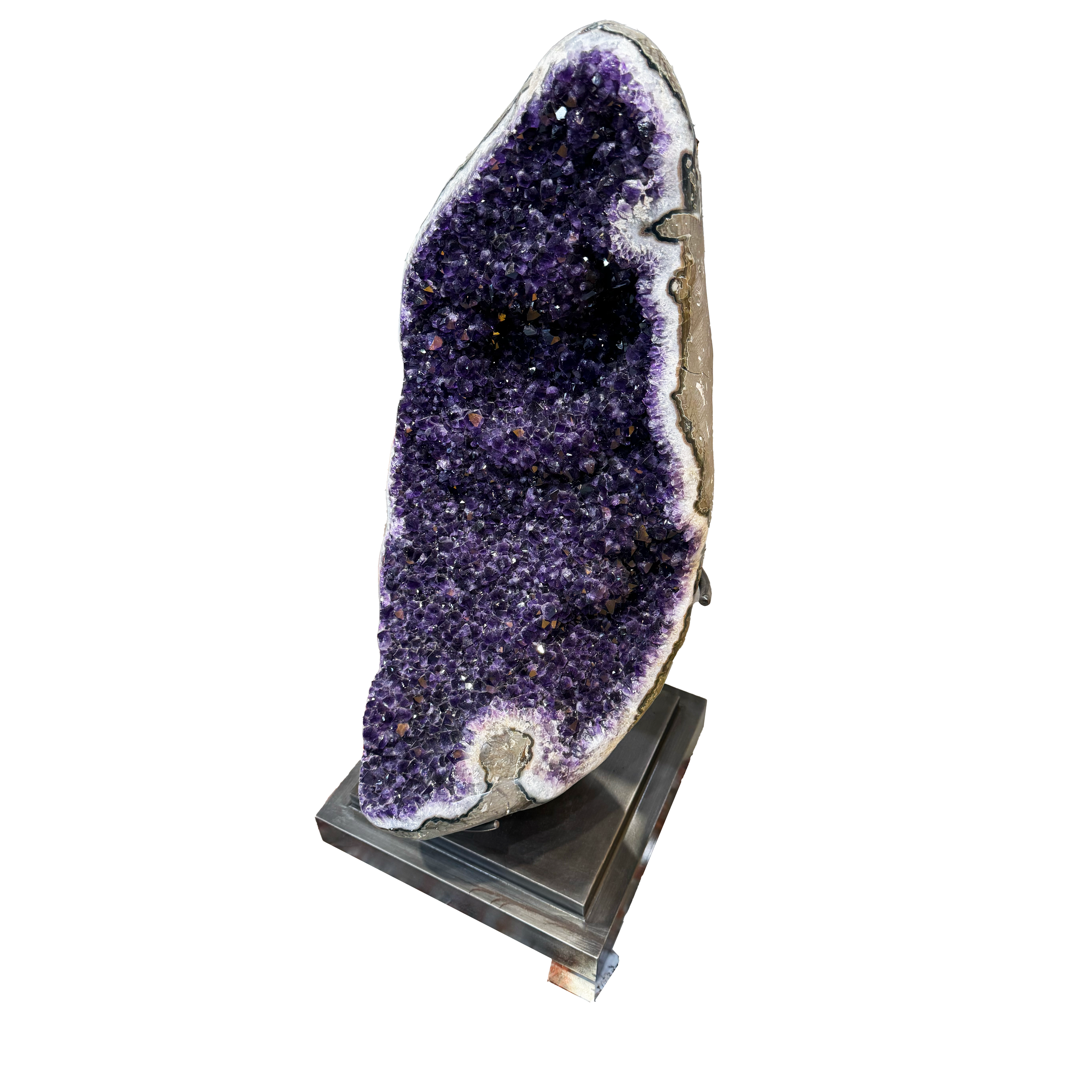 Gem Quality Amethyst Geode On Custom Stand - "Scoop"