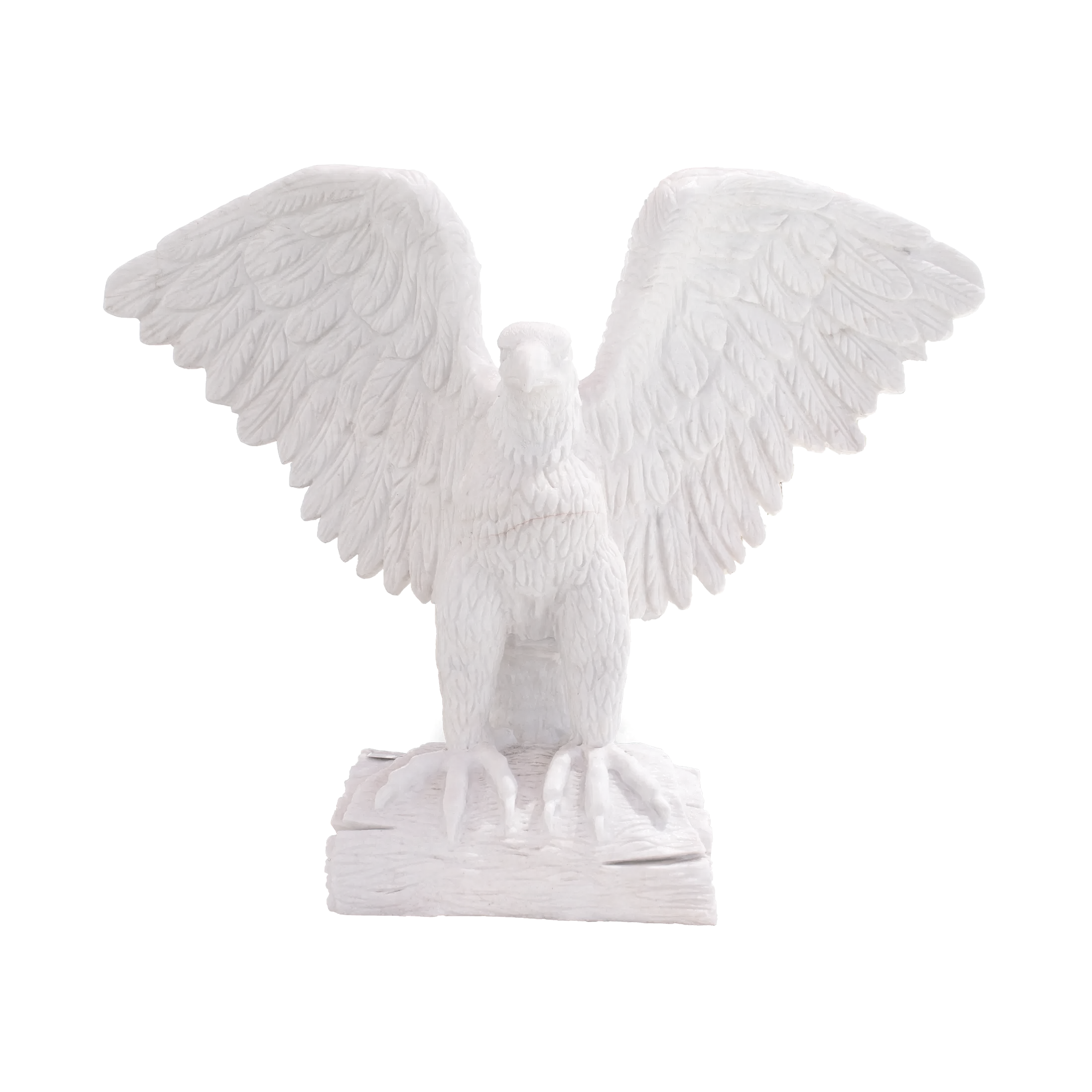 Hand-Carved White Marble Eagle with Wings Spread