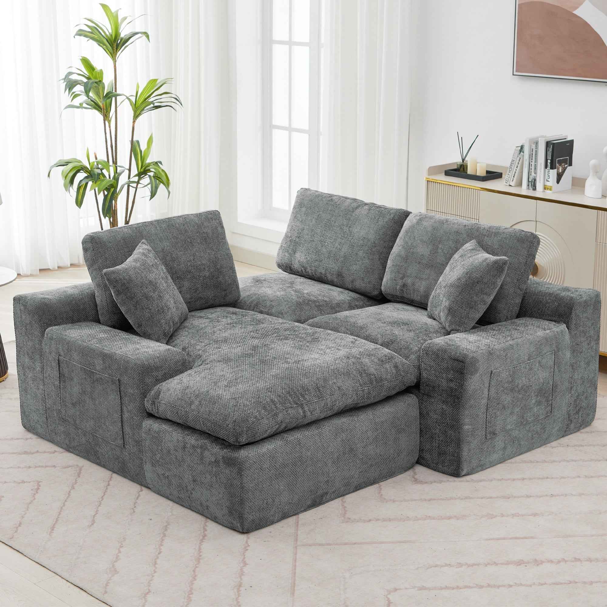 Cloud Sectional Sofa 107.9' Upholstered Sofa Couch with Double-layer