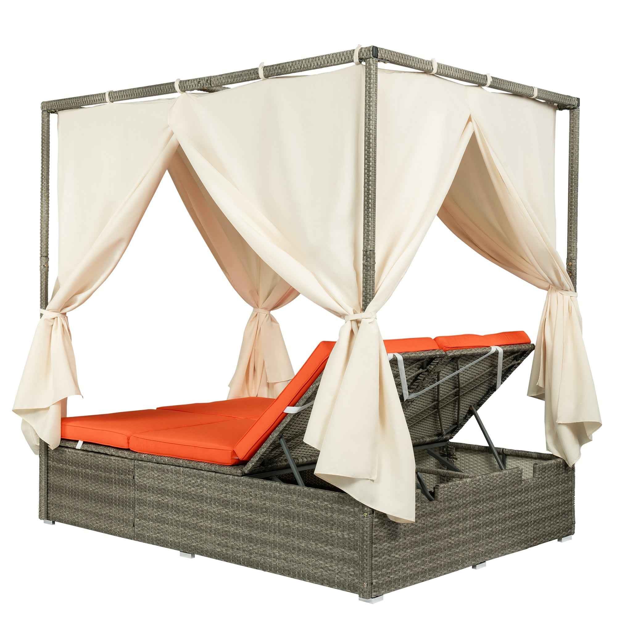 Adjustable Sun Bed With Curtain,High Comfort,With 3 Colors