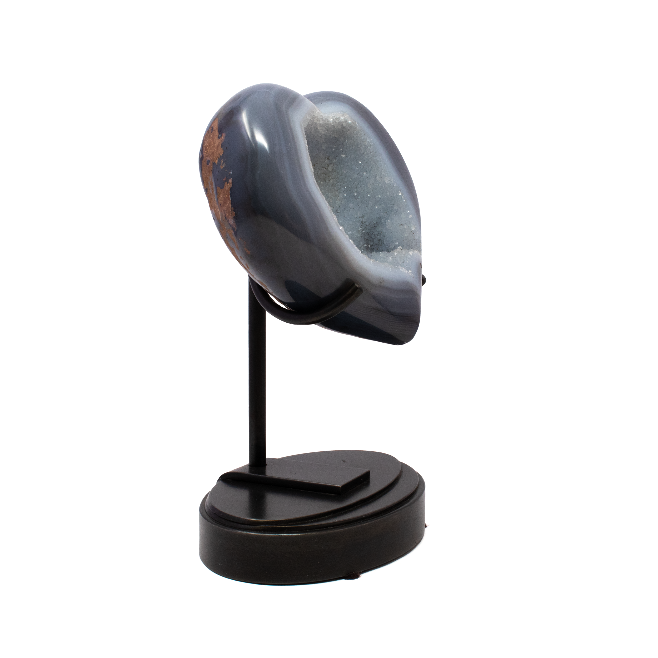 Agate Druze Heart on Custom Patina Stand