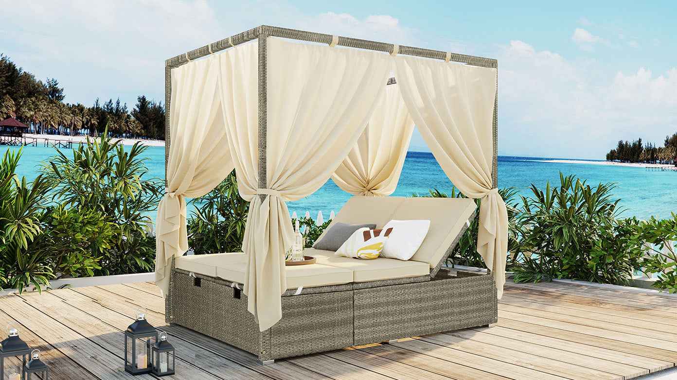 Adjustable Sun Bed With Curtain,High Comfort,With 3 Colors