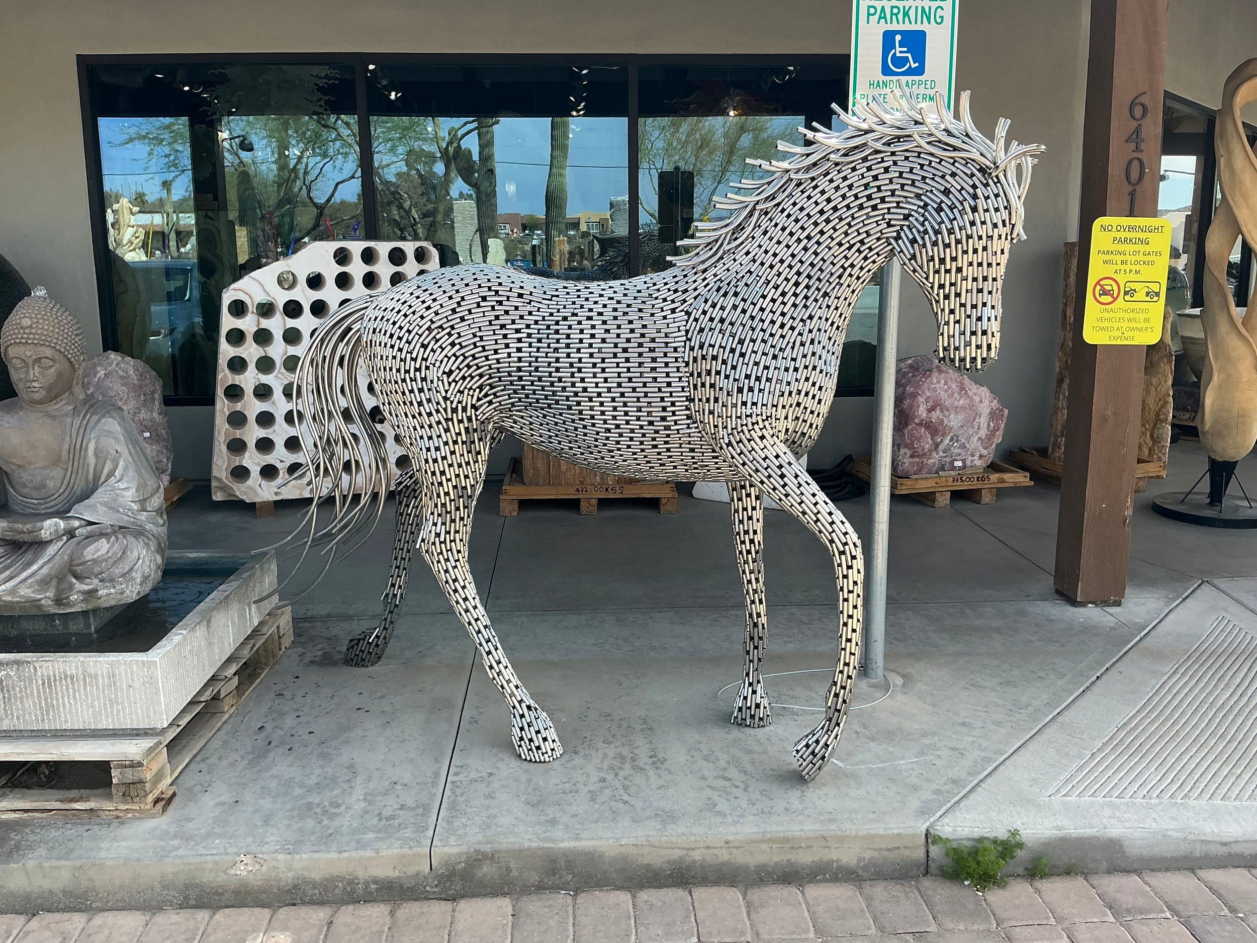 Stainless Steel Horse Sculpture - Trotting Posture