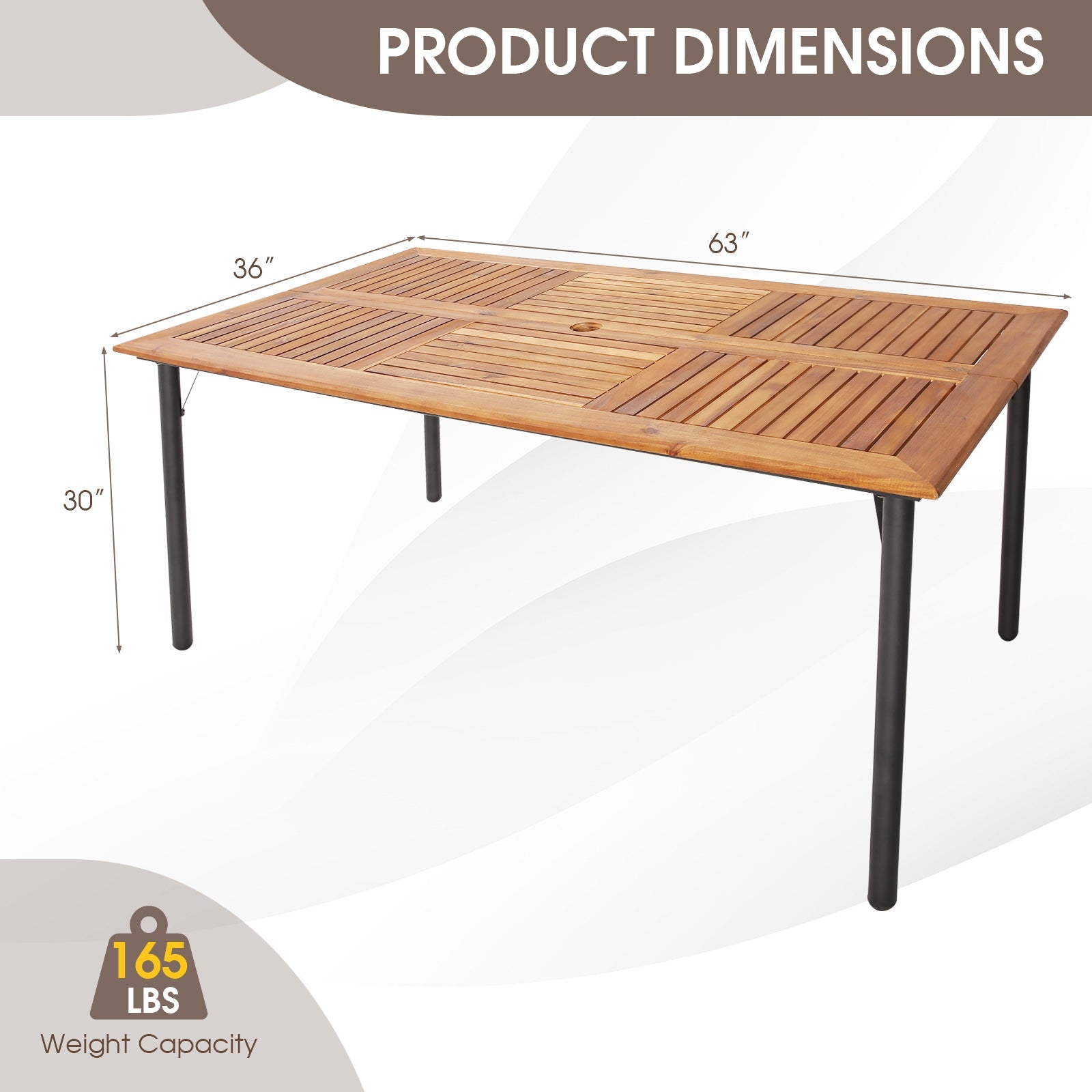 5/7-Piece Outdoor Dining Set with Acacia Wood Table-6 Pieces +