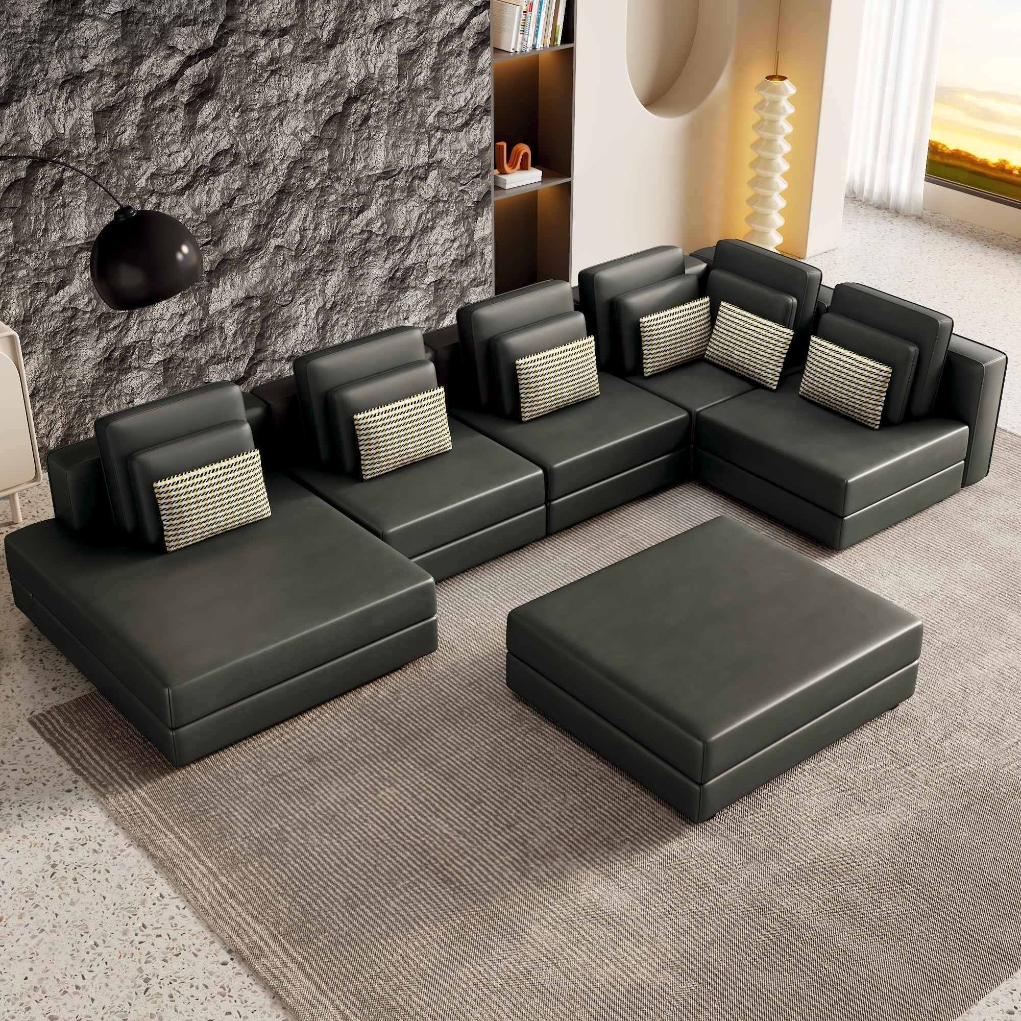 112.7" Modular Sectional Sofa Corner Sofa Chaise Lounge with Movable