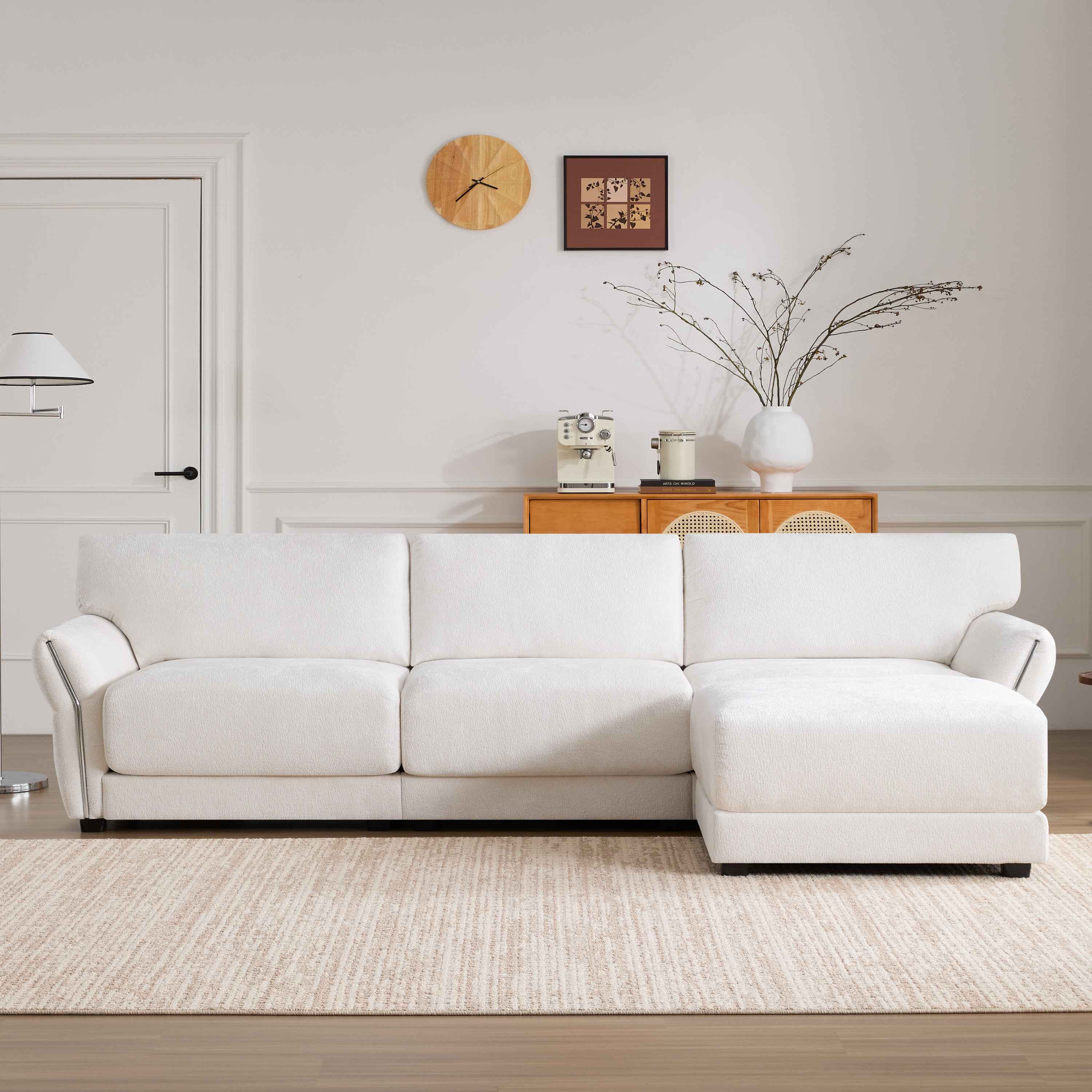 110' Modular Sectional Sofa, L-Shape with Extra-Wide Seat Cushion, USB