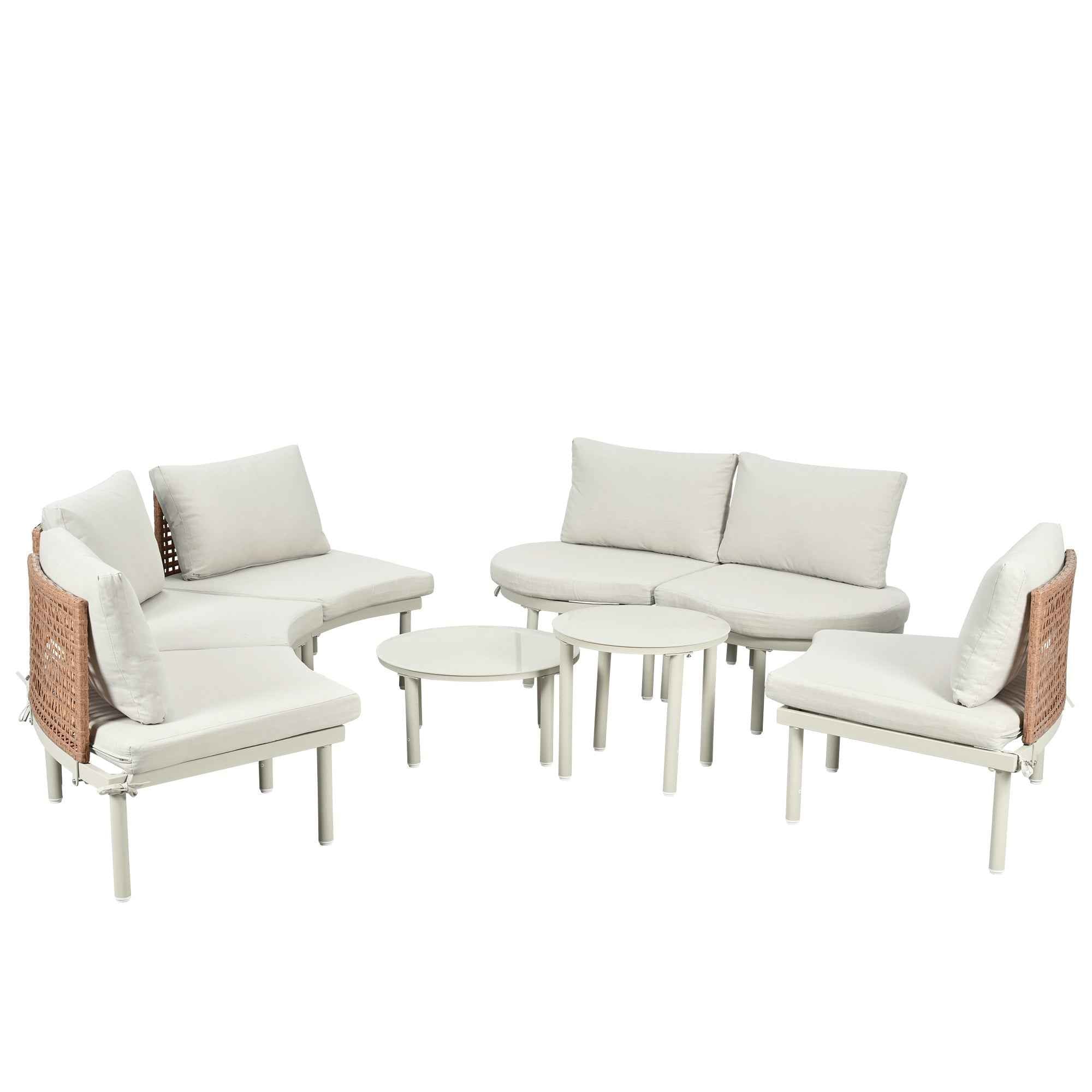 8-Piece Patio Sofa Furniture Set, Half Moon Outdoor Sectional Sofa