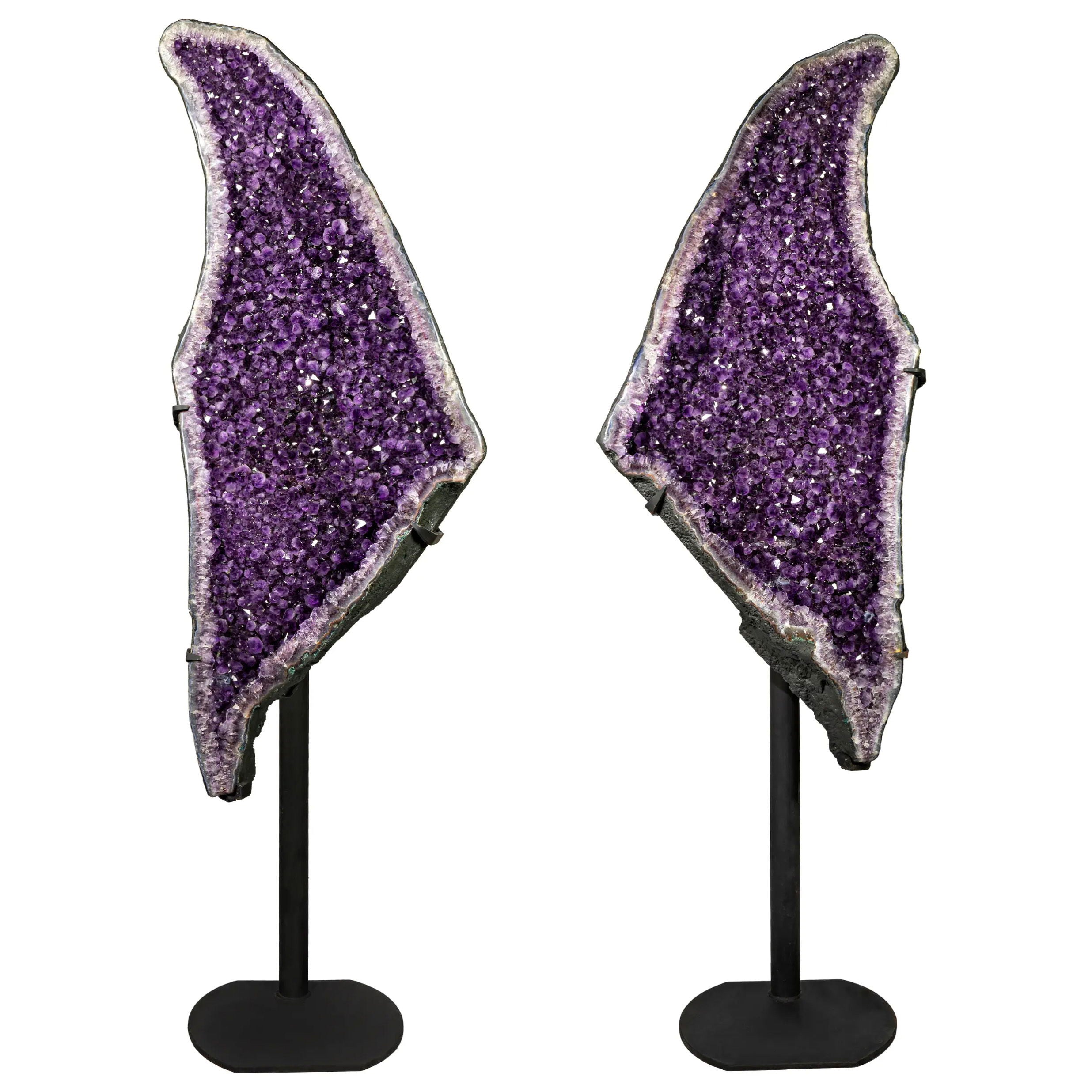 Amethyst Geode Pair on Fitted Separate Stands