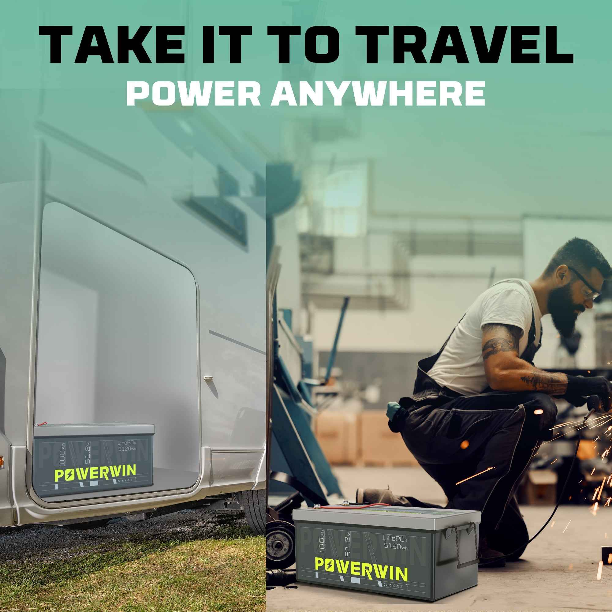 Powerwin BT5120 12.8V 5120Wh LiFePO4 Battery 4000 Cycles Built-in BMS