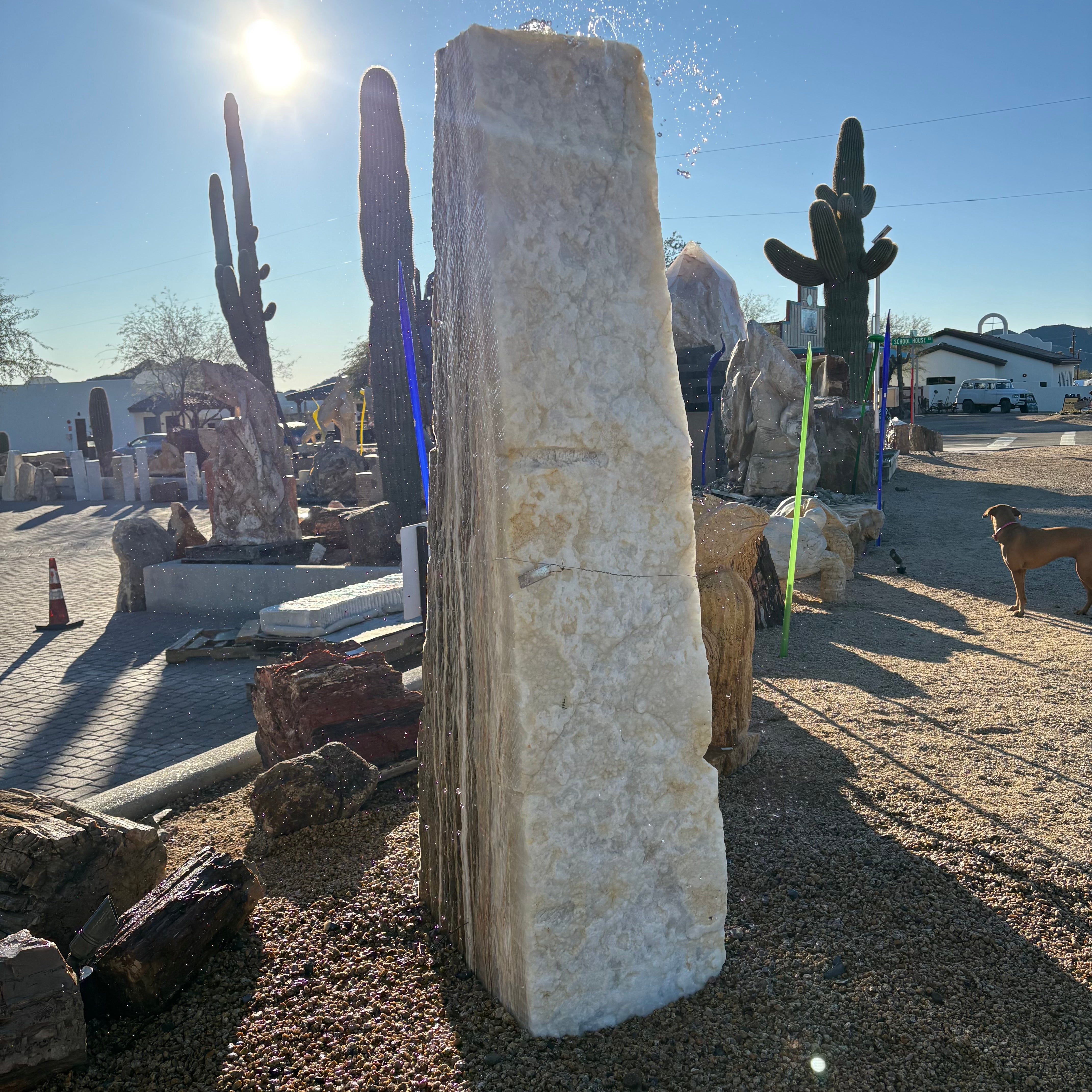 Gray Fossil  & Ice Onyx Fountain - Vertical Pattern & Ice Druze Layer With 2 Cuts