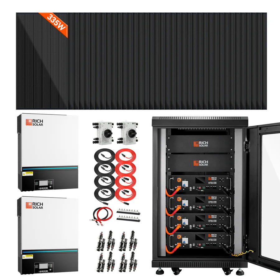 Complete Off-Grid Solar Kit | 13,000W 120/240V Output | 48VDC