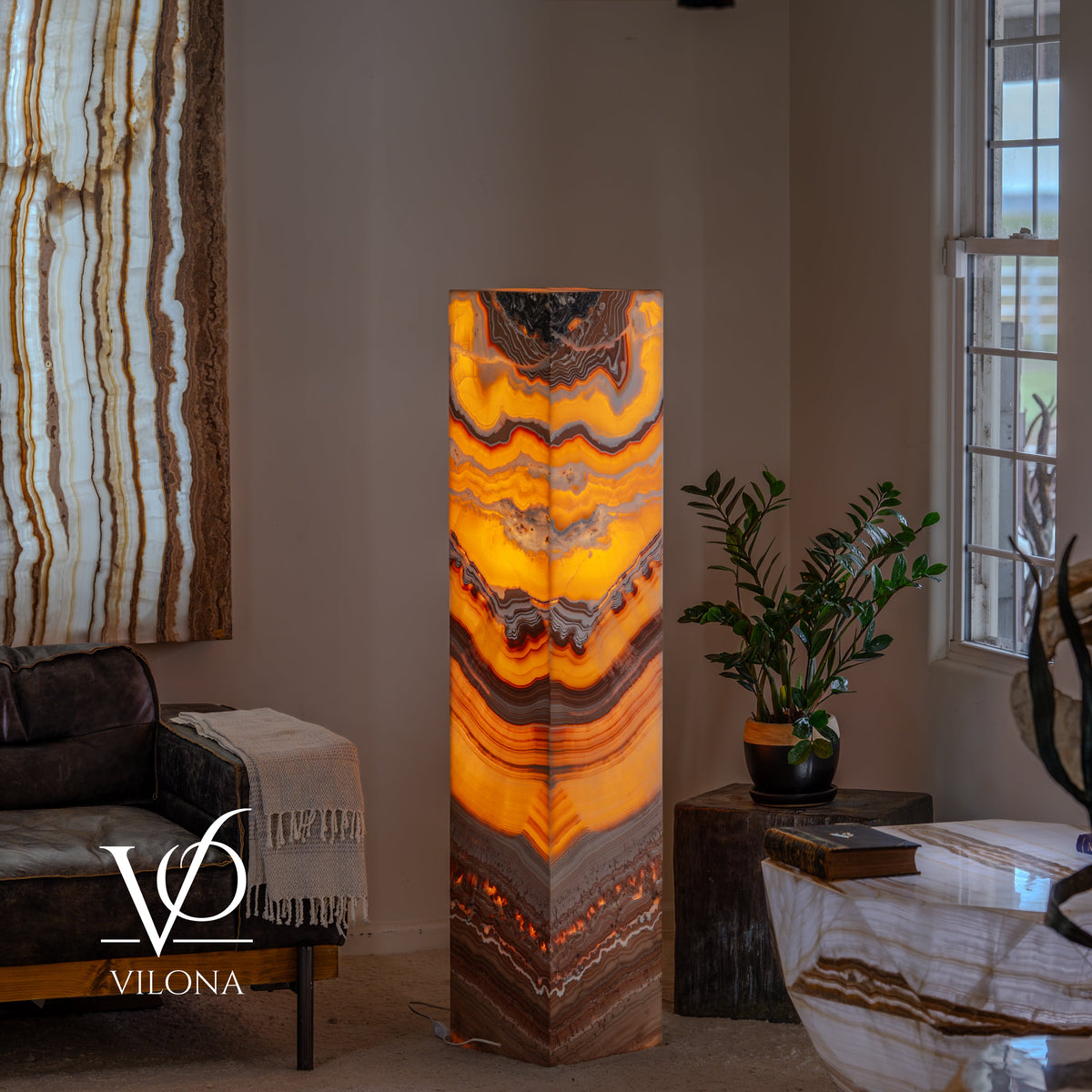 Miami Sunset Onyx Floor Lamp - 59" Tall - (#2)
