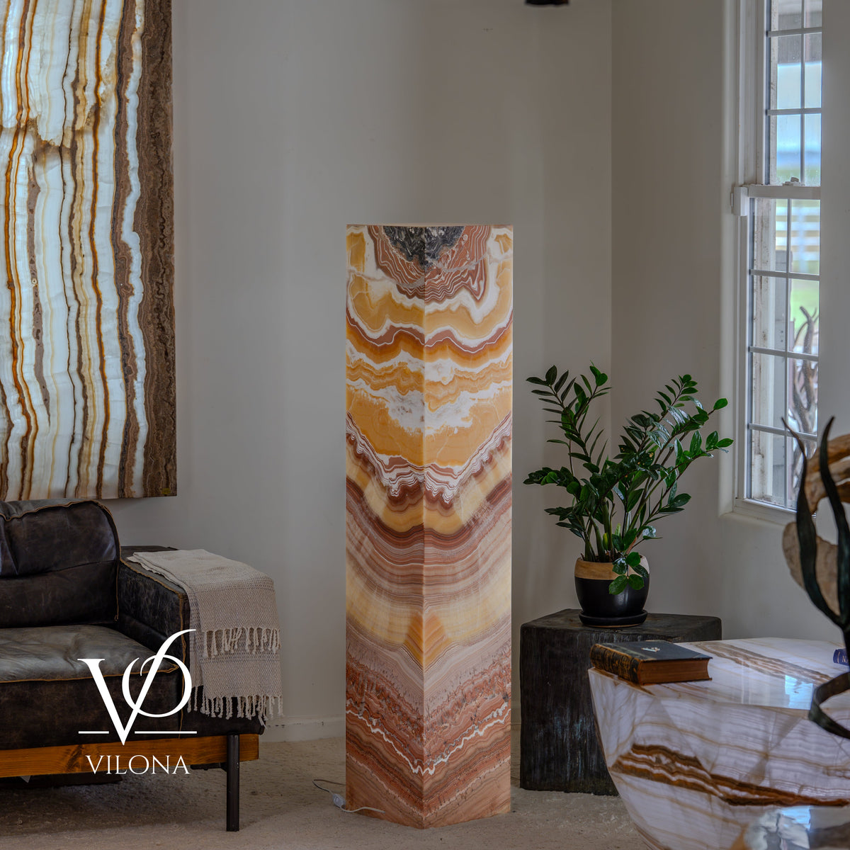 Miami Sunset Onyx Floor Lamp - 59" Tall - (#2)