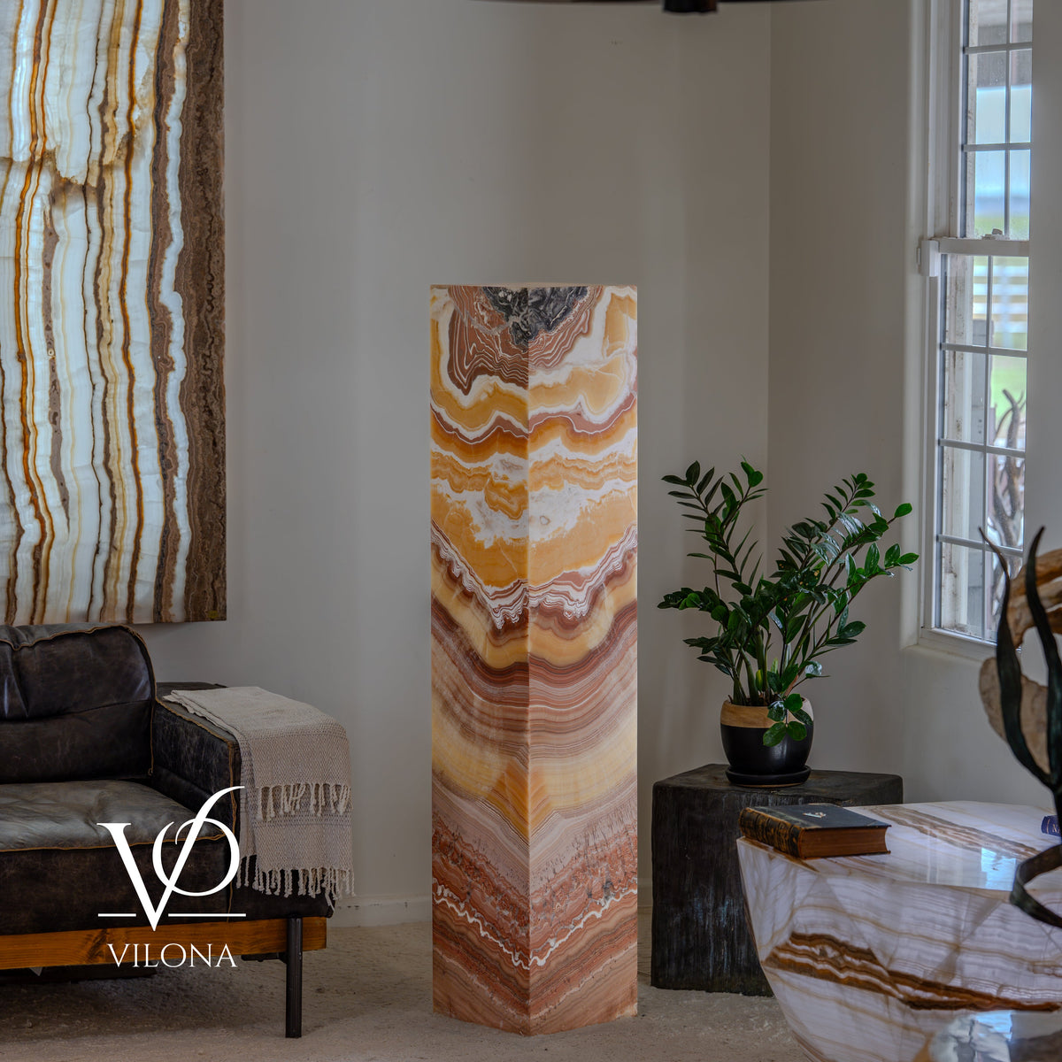 Miami Sunset Onyx Floor Lamp - 59" Tall - (#2)