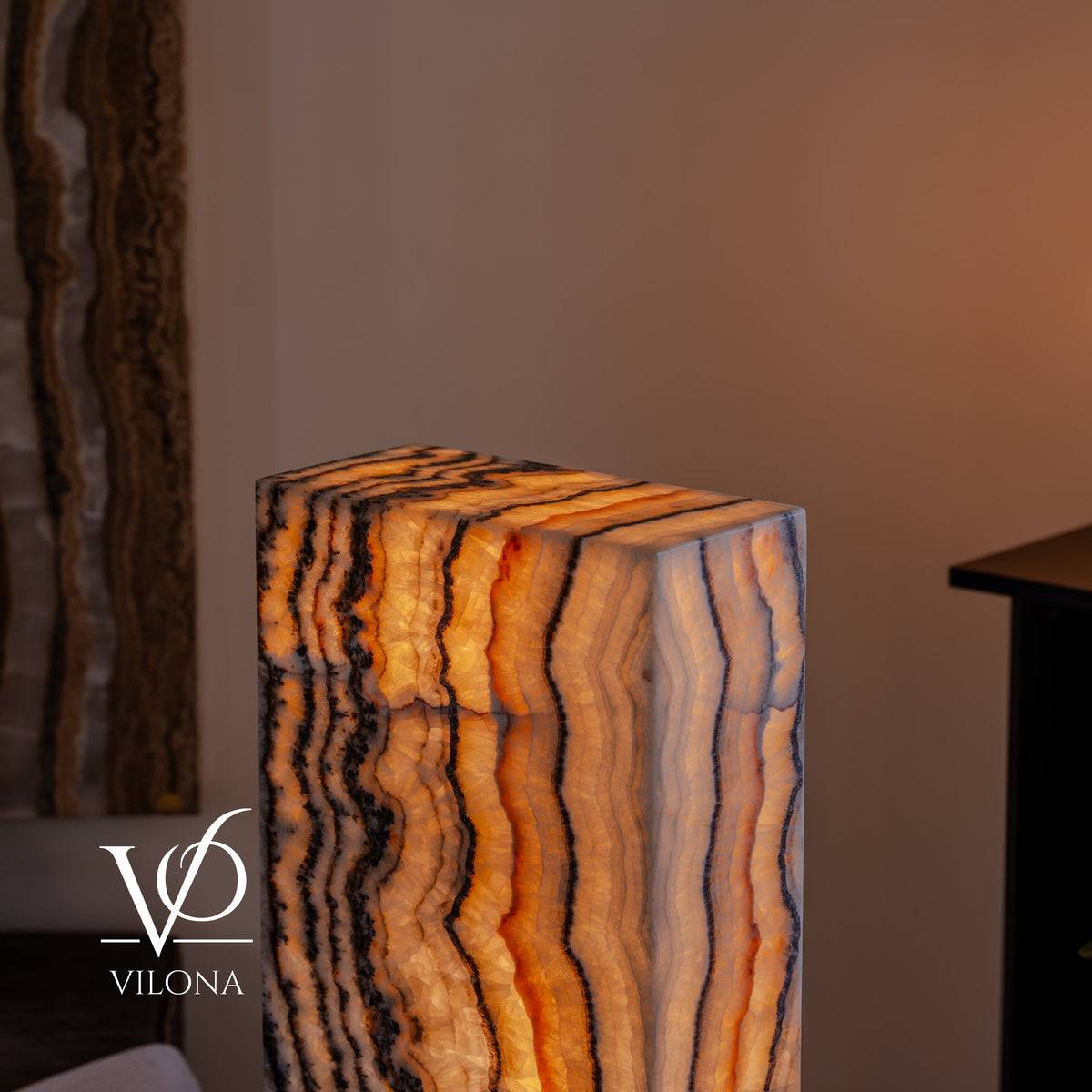 Tangerine Onyx Rectangular Floor Lamp #1 – 51.5" Tall × 15.5" × 7.5"