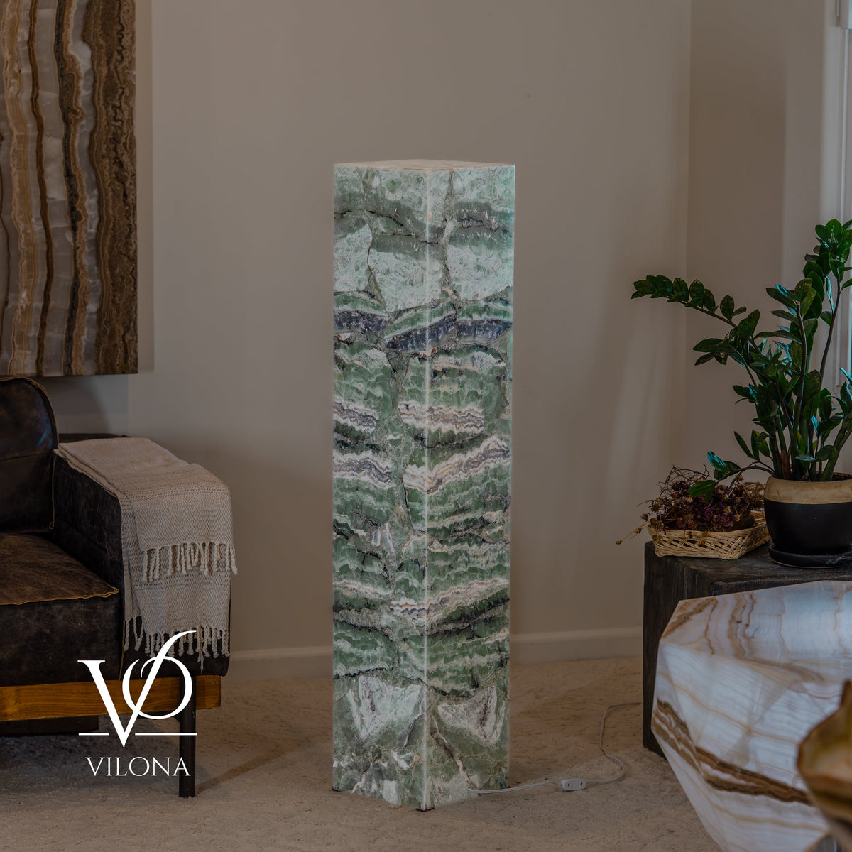 Fluorite Floor Lamp – 49.5" Tall × 10" Square