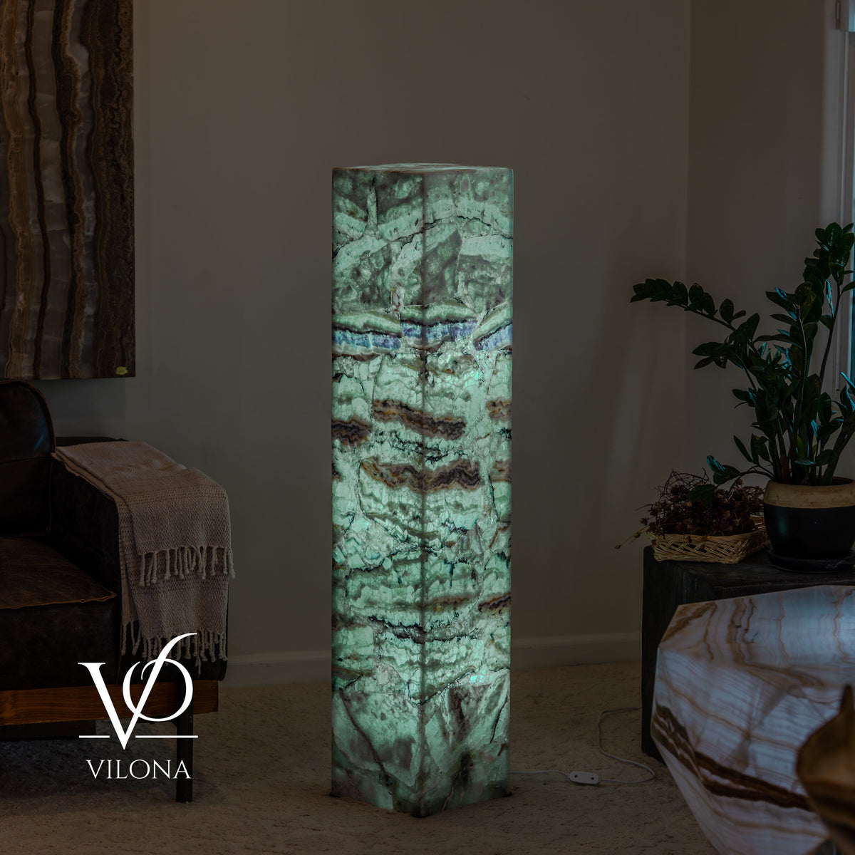 Fluorite Floor Lamp – 49.5" Tall × 10" Square