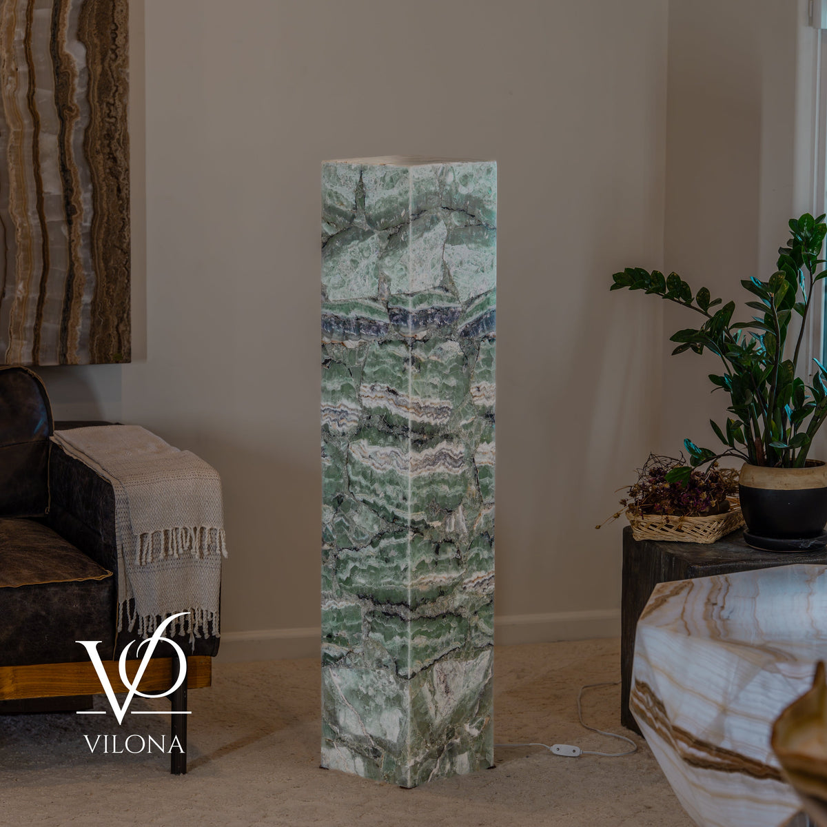 Fluorite Floor Lamp – 49.5" Tall × 10" Square