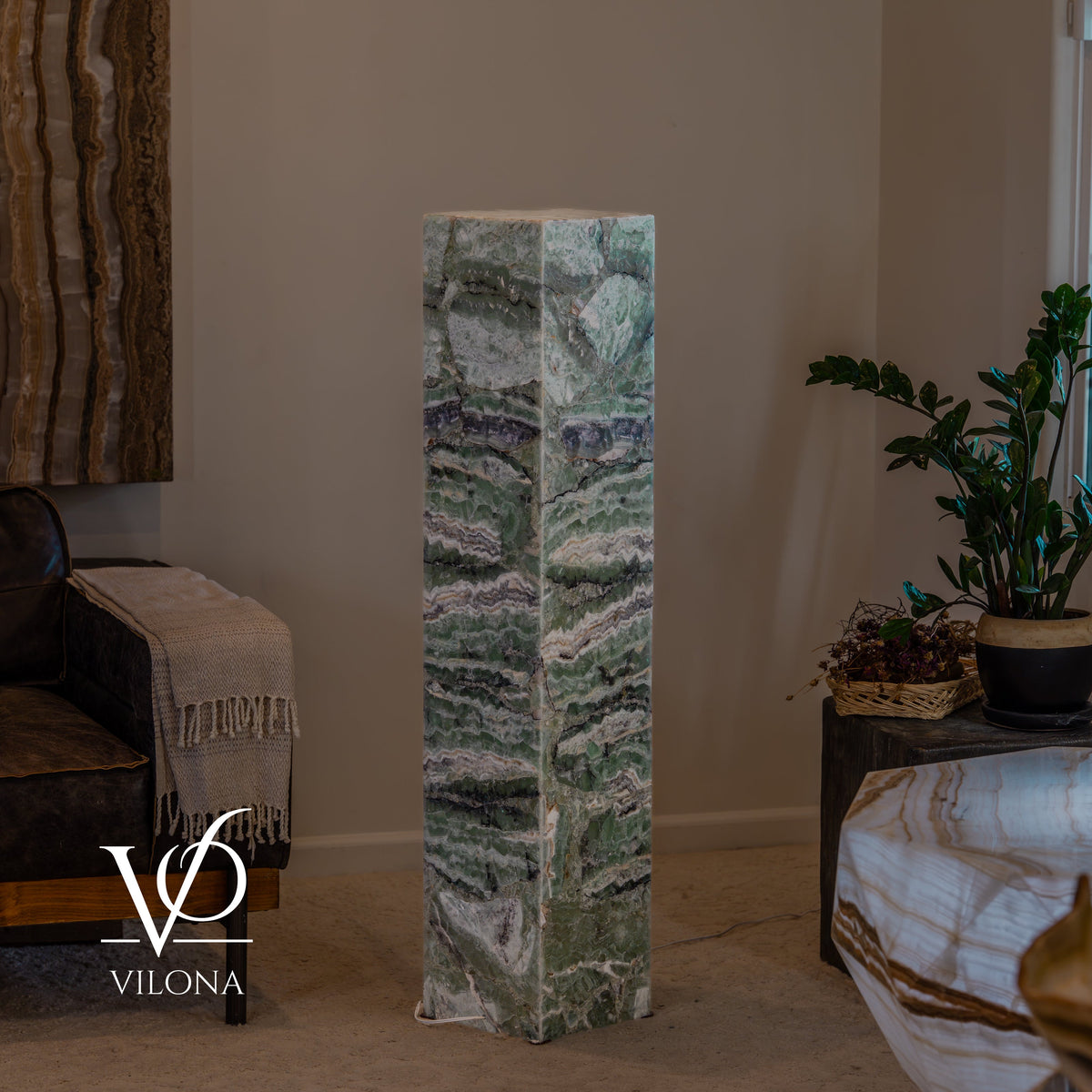 Fluorite Floor Lamp – 49.5" Tall × 10" Square