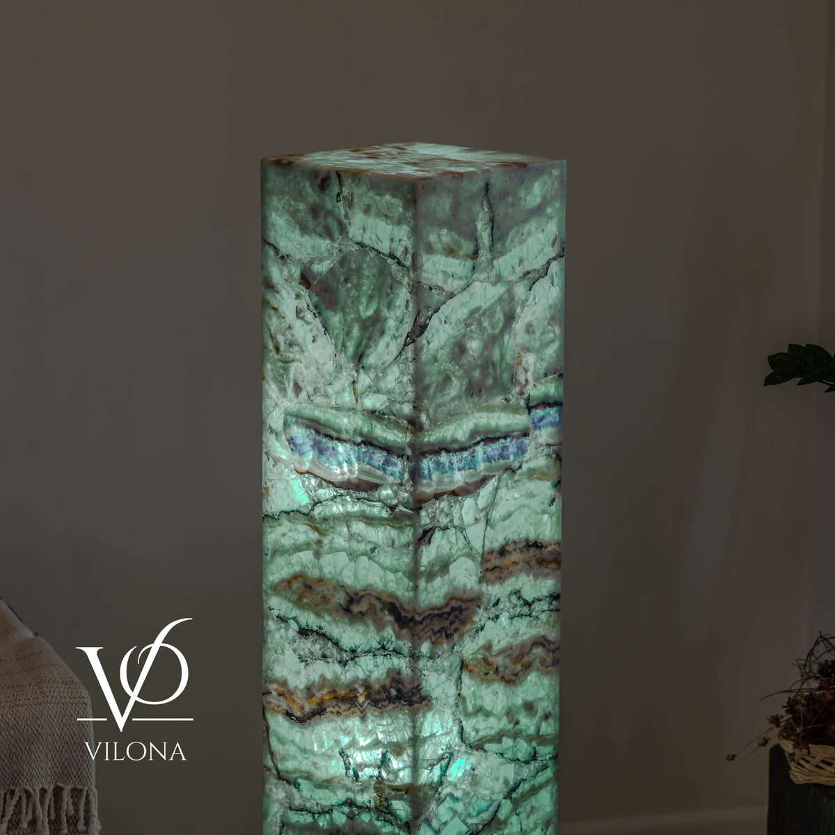 Fluorite Floor Lamp – 49.5" Tall × 10" Square