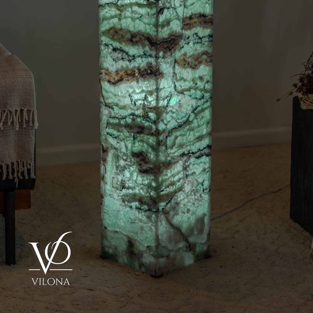 Fluorite Floor Lamp – 49.5" Tall × 10" Square