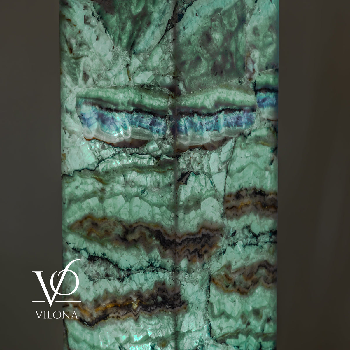 Fluorite Floor Lamp – 49.5" Tall × 10" Square