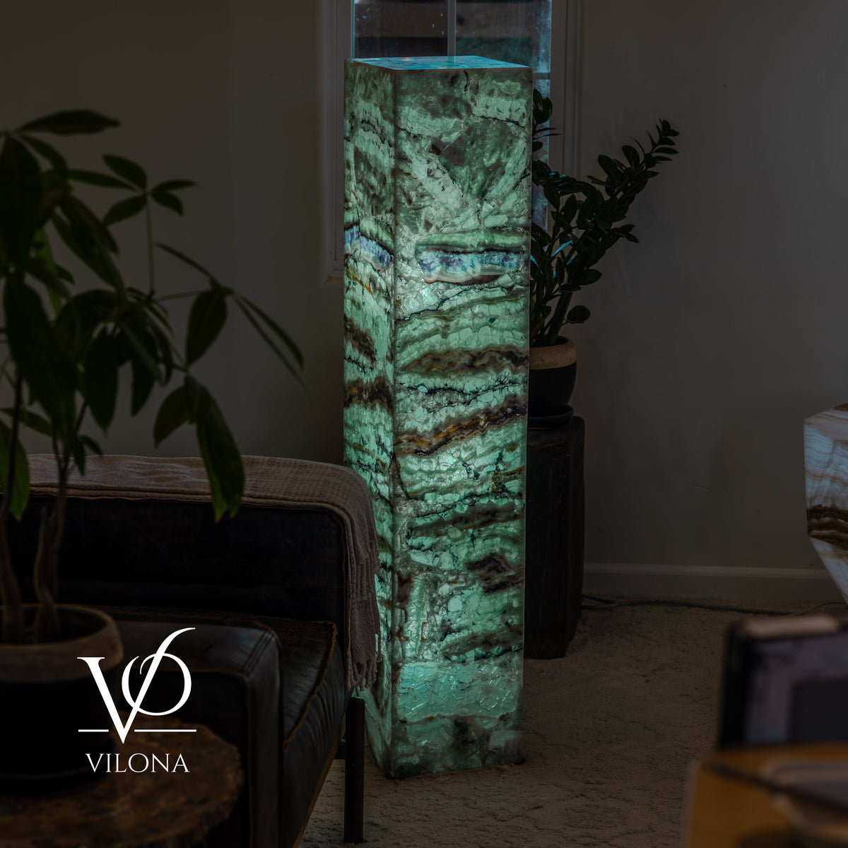 Fluorite Floor Lamp – 49.5" Tall × 10" Square