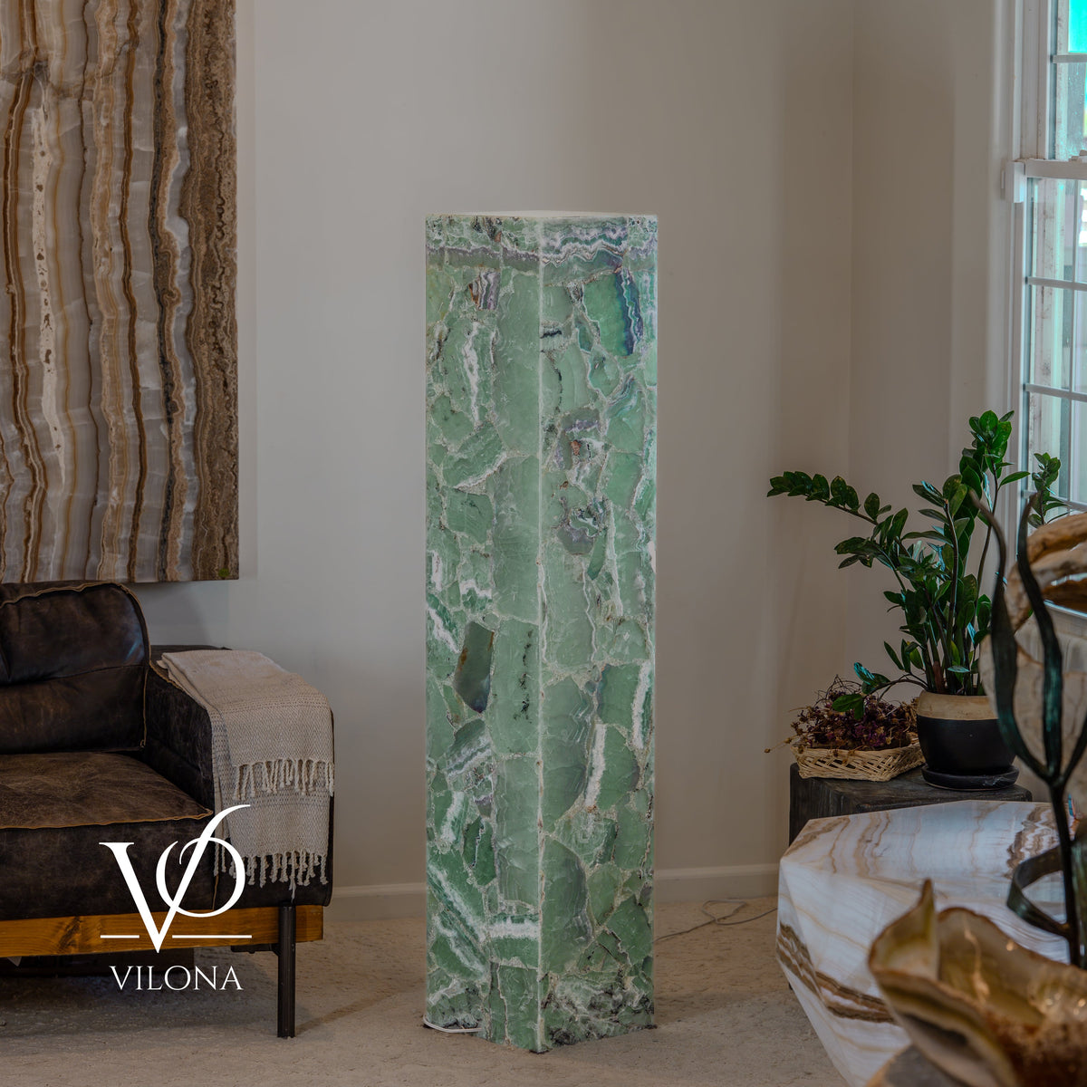 Fluorite Floor Lamp – 59" Tall × 11.75" Square