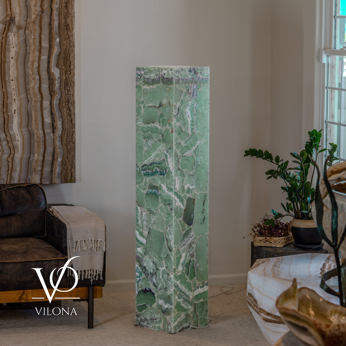 Fluorite Floor Lamp – 59" Tall × 11.75" Square