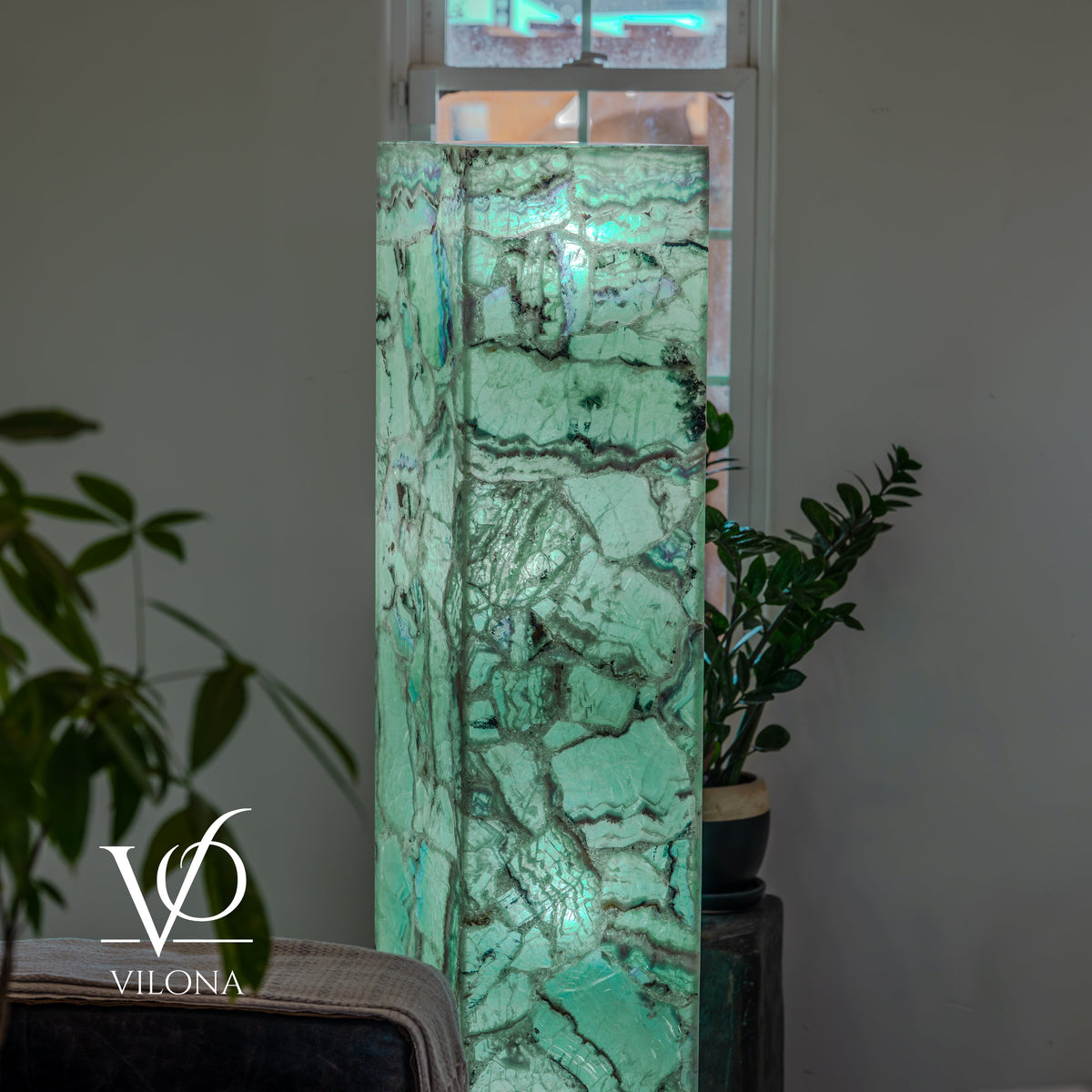 Fluorite Floor Lamp – 59" Tall × 11.75" Square