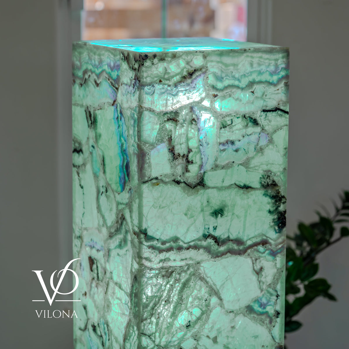 Fluorite Floor Lamp – 59" Tall × 11.75" Square