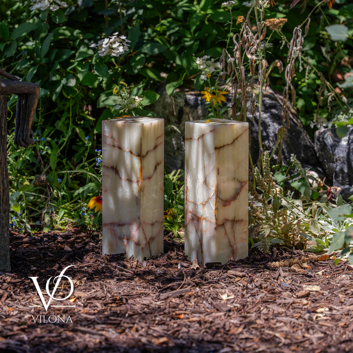 Bamboo Onyx Table Lamp Pair – Light Edition #2 – 19.75" Tall × 6" Wide Each