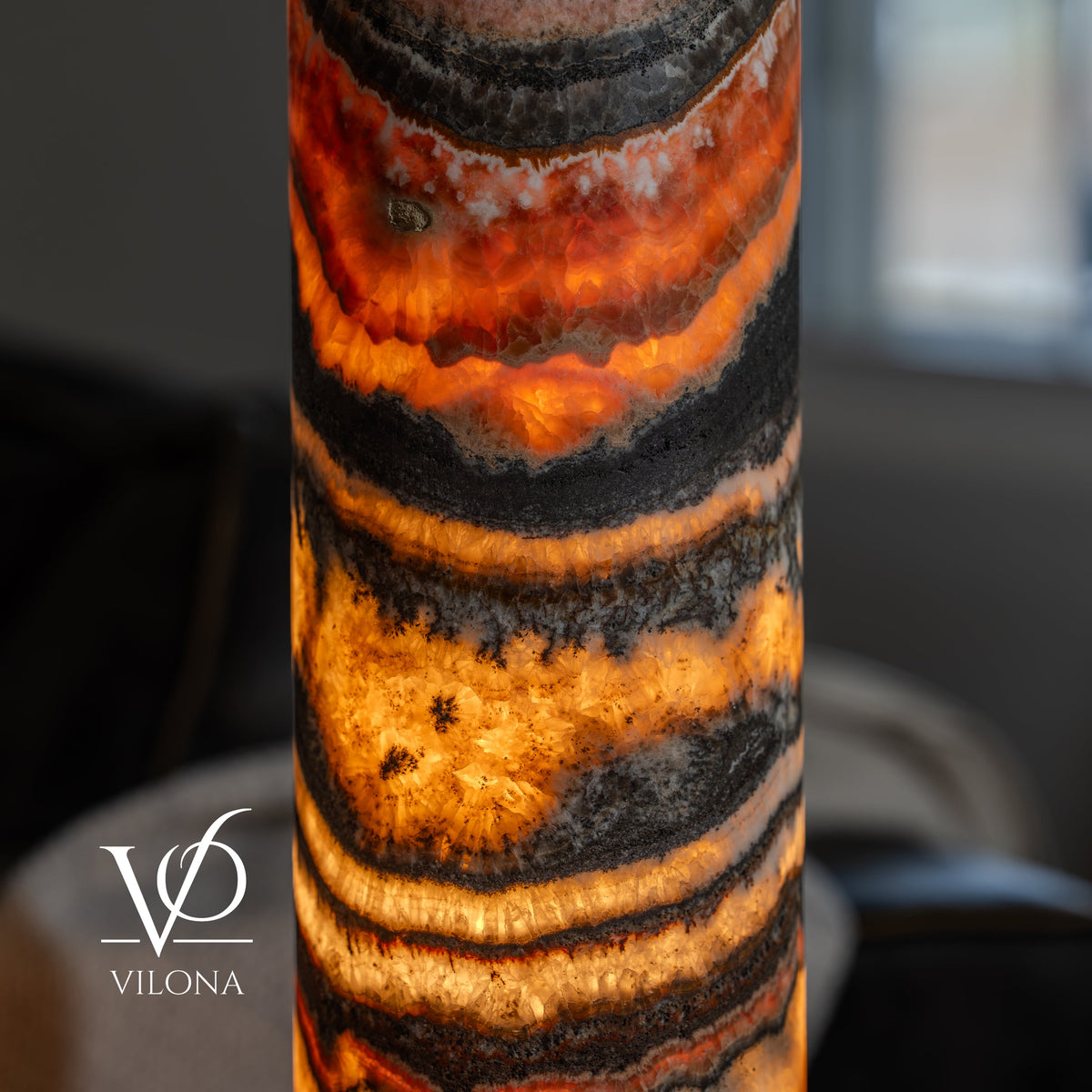 Tangerine Onyx Cylinder Table Lamp — 19.75″