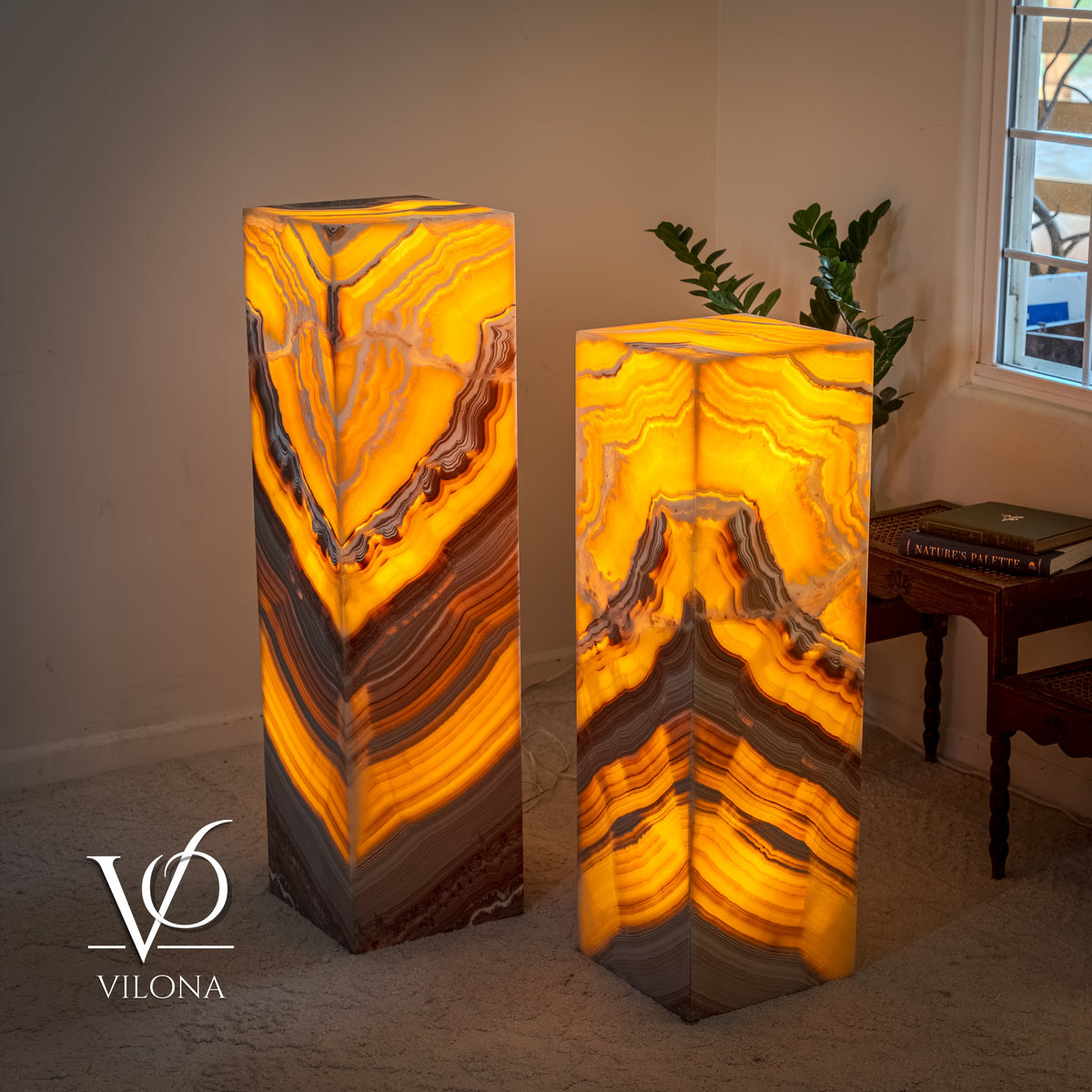 Miami Sunset Onyx Floor Lamp Pair #1