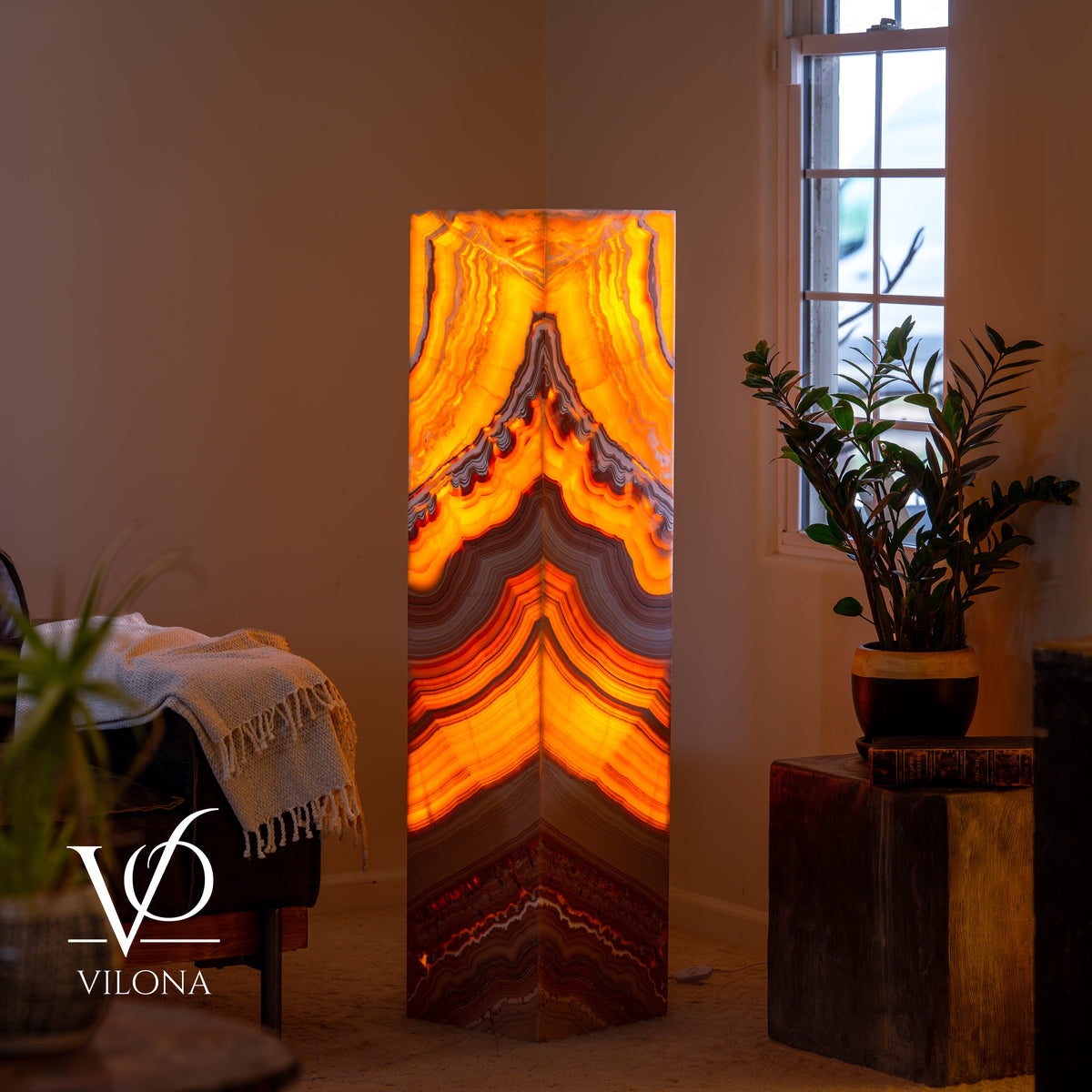 Miami Sunset Onyx Floor Lamp - 51.25" Tall - (#1)