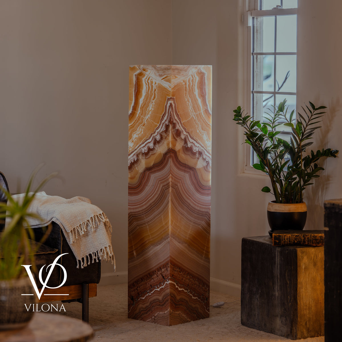 Miami Sunset Onyx Floor Lamp - 51.25" Tall - (#1)
