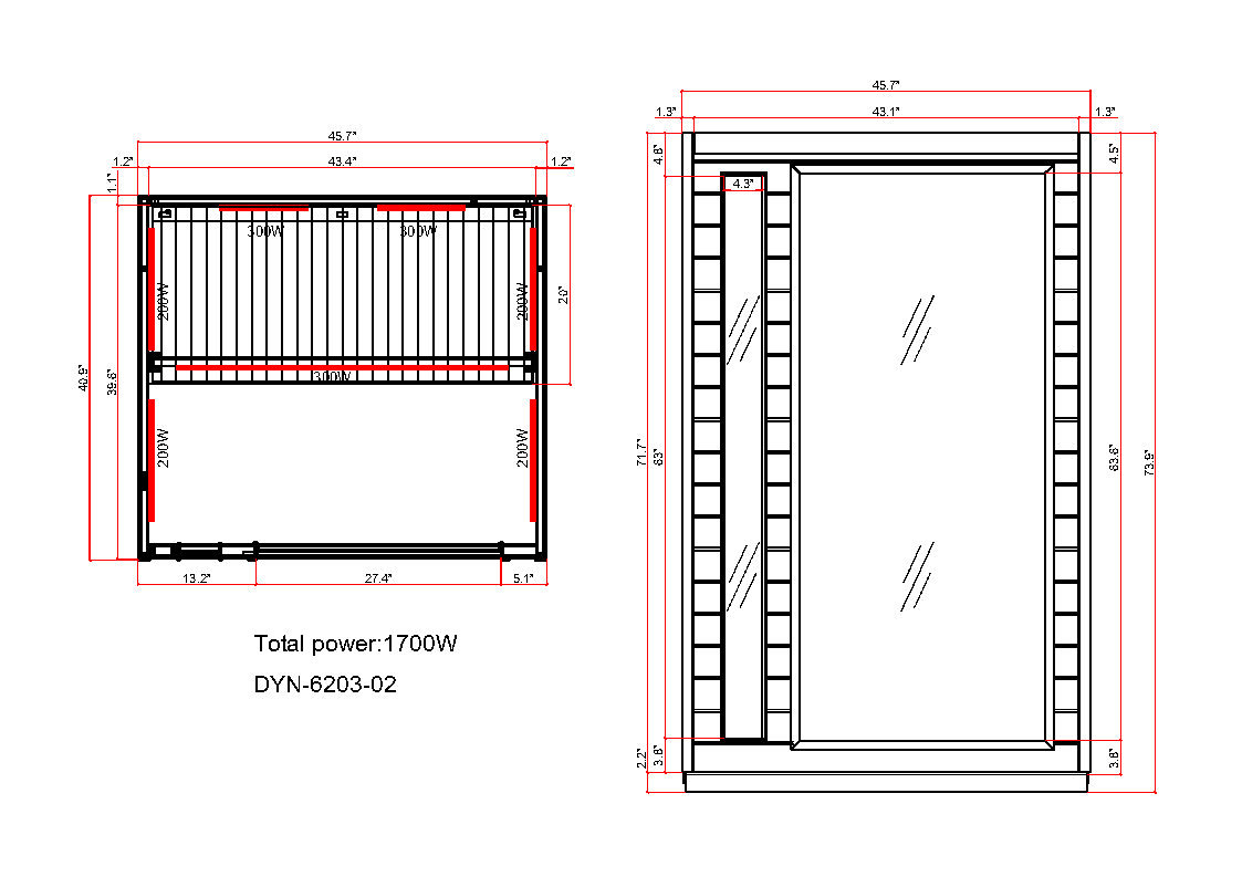 Dynamic Cardoba 2 Person Full Spectrum Near Zero EMF Infrared Sauna DYN-6203-02 FS