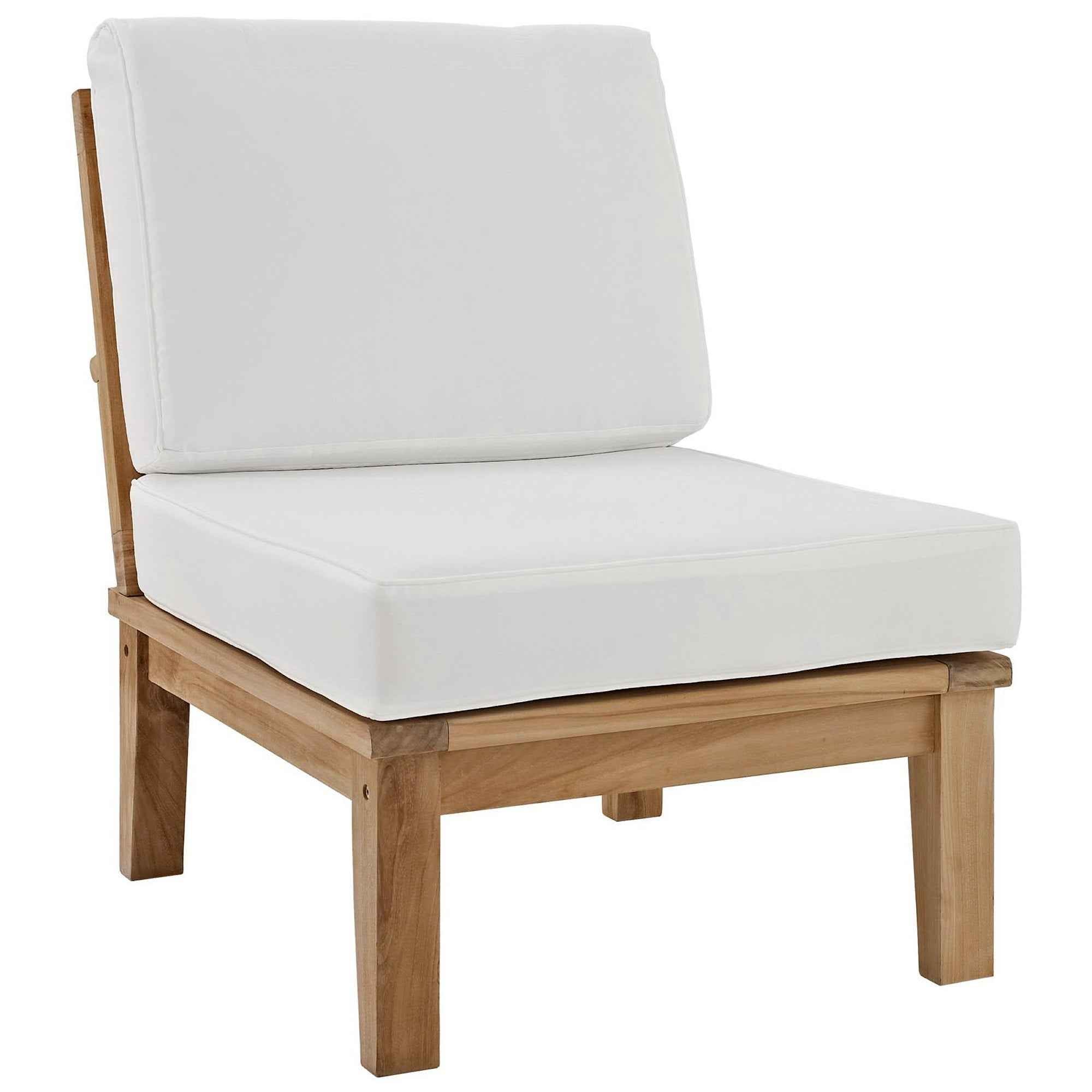 Modway Marina Outdoor Teak Patio Set with White Cushions – 10-Piece Collection by Patio Elegance
