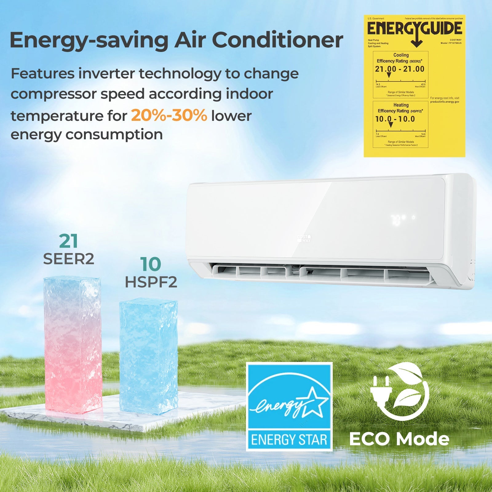 Energy Star Certified 24000 BTU 21 SEER2 208-230V Mini Split Air Conditioner and Heater White Wifi Enabled