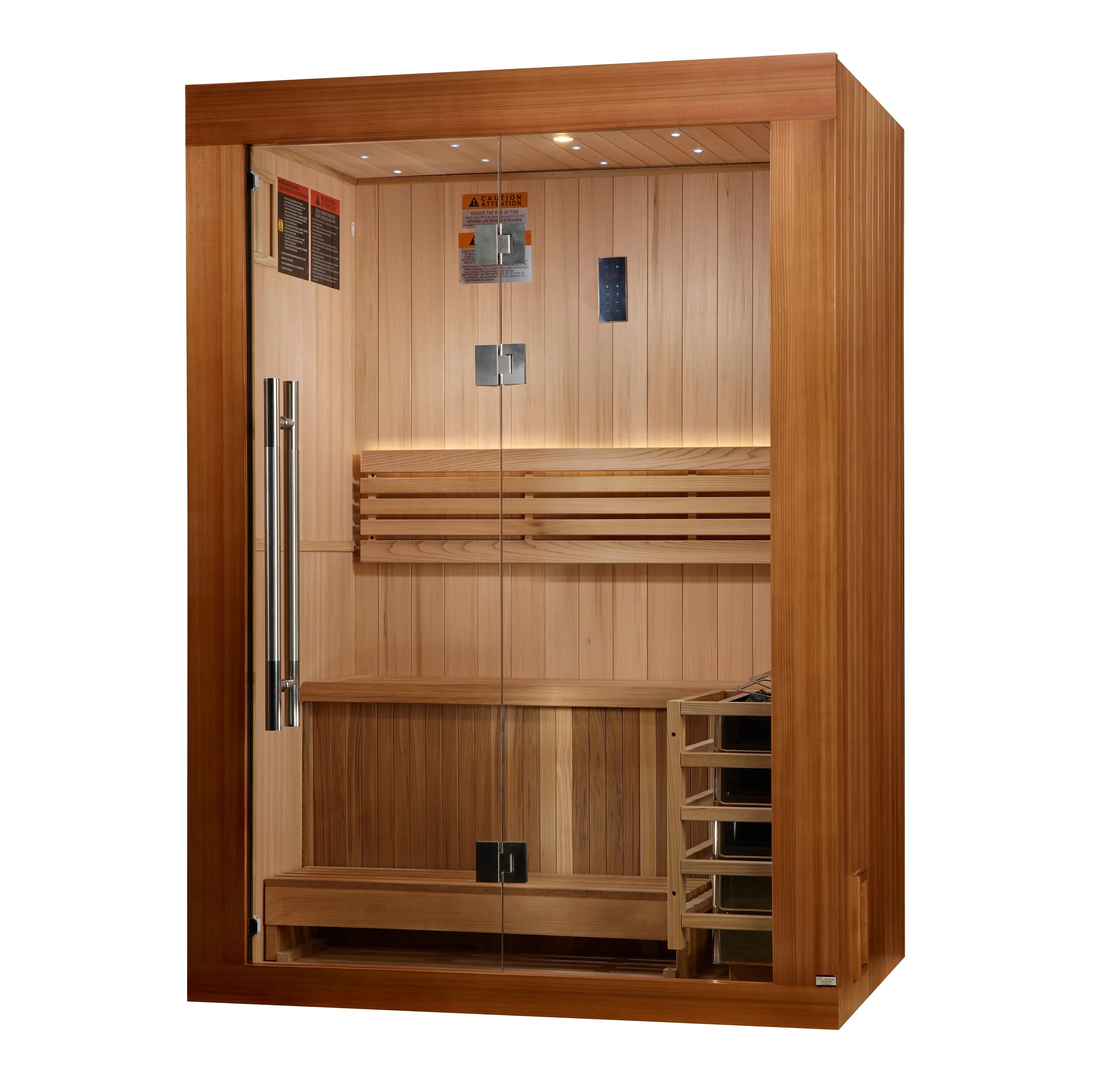 Golden Designs  Sundsvall 2 Person Traditional Sauna – Canadian Red Cedar Interior and Pacific Premium Clear Cedar Exterior GDI-7289-02